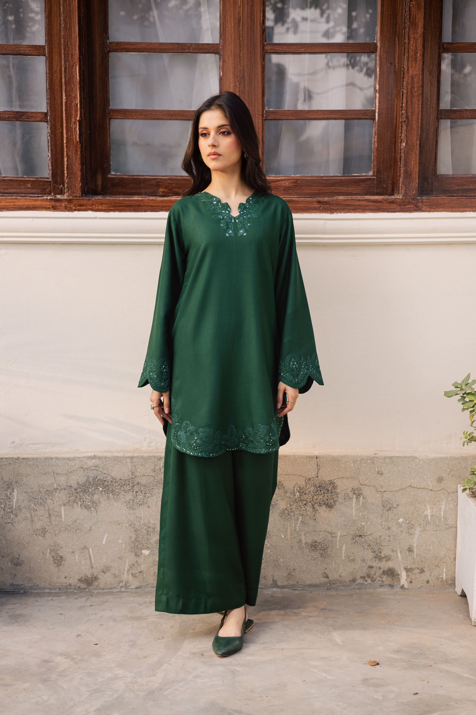 2PC Winter Embroidered Dress - 1211