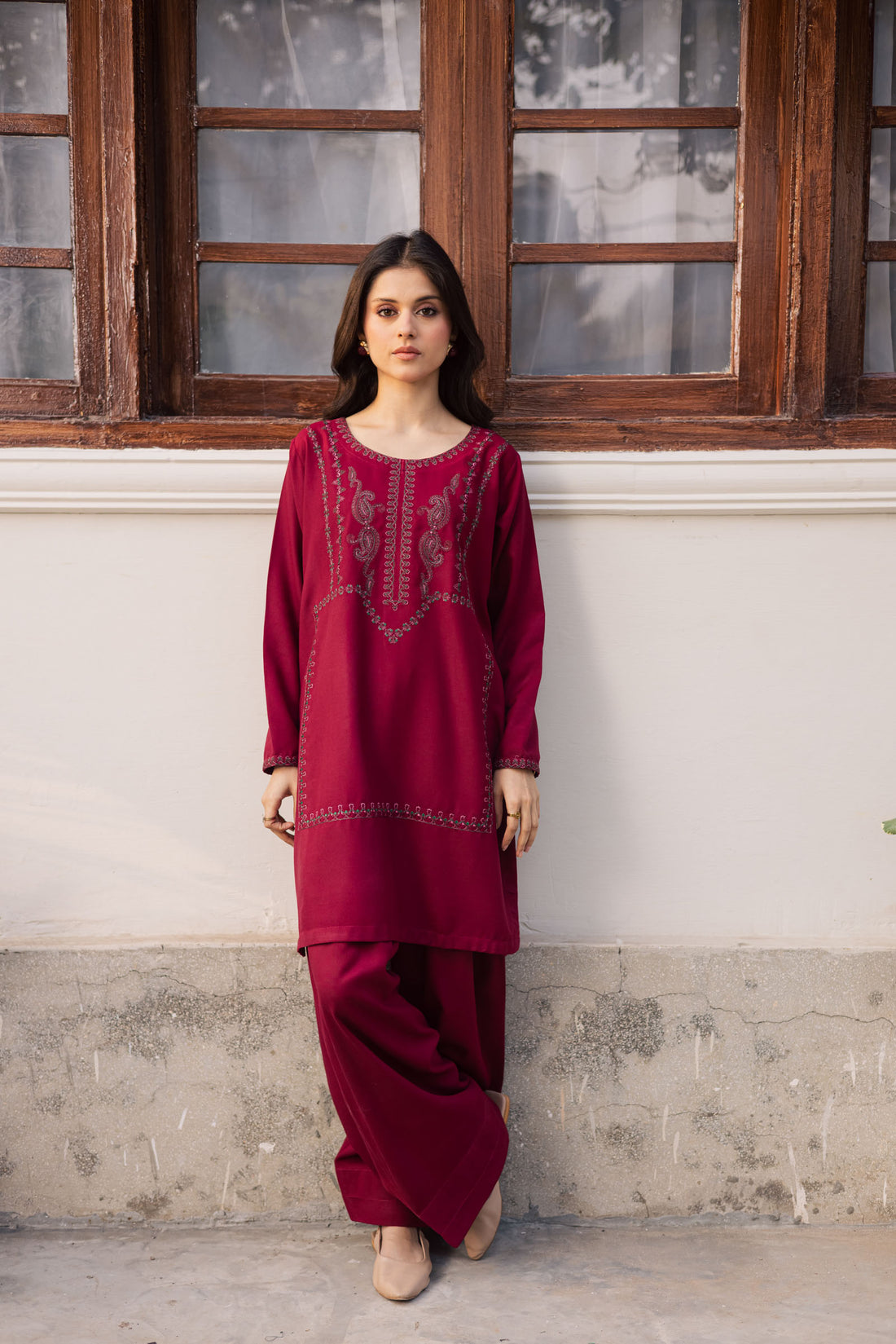 2PC Winter Embroidered Dress - 1197