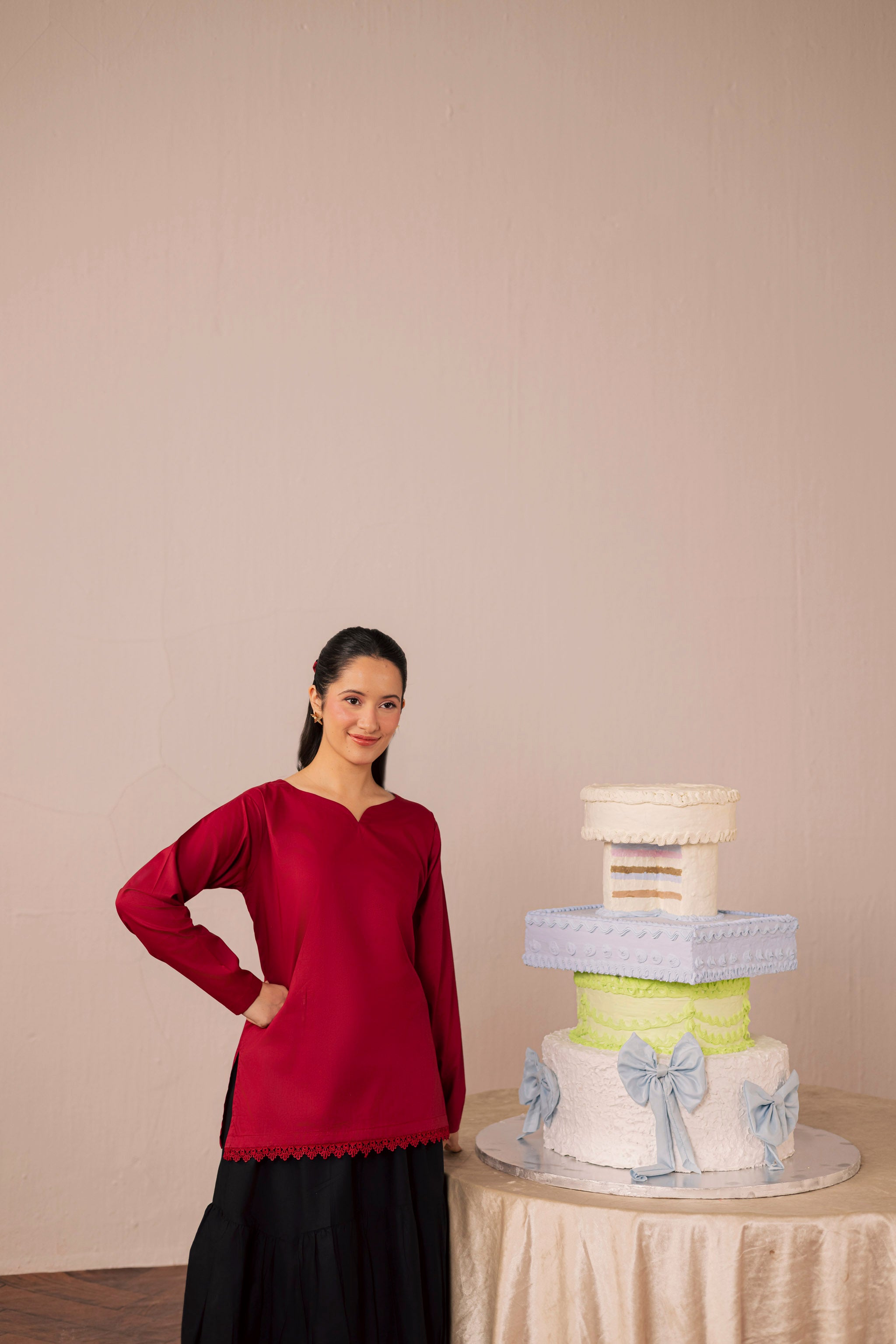 2PC Shirt and Skirt - Maroon