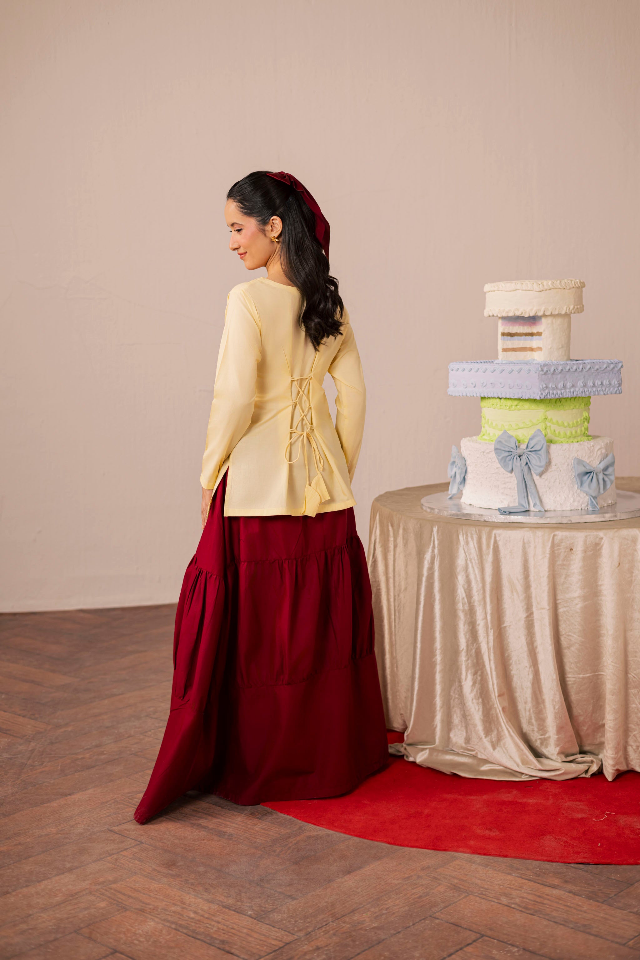 2PC Shirt and Skirt- Butter Yellow