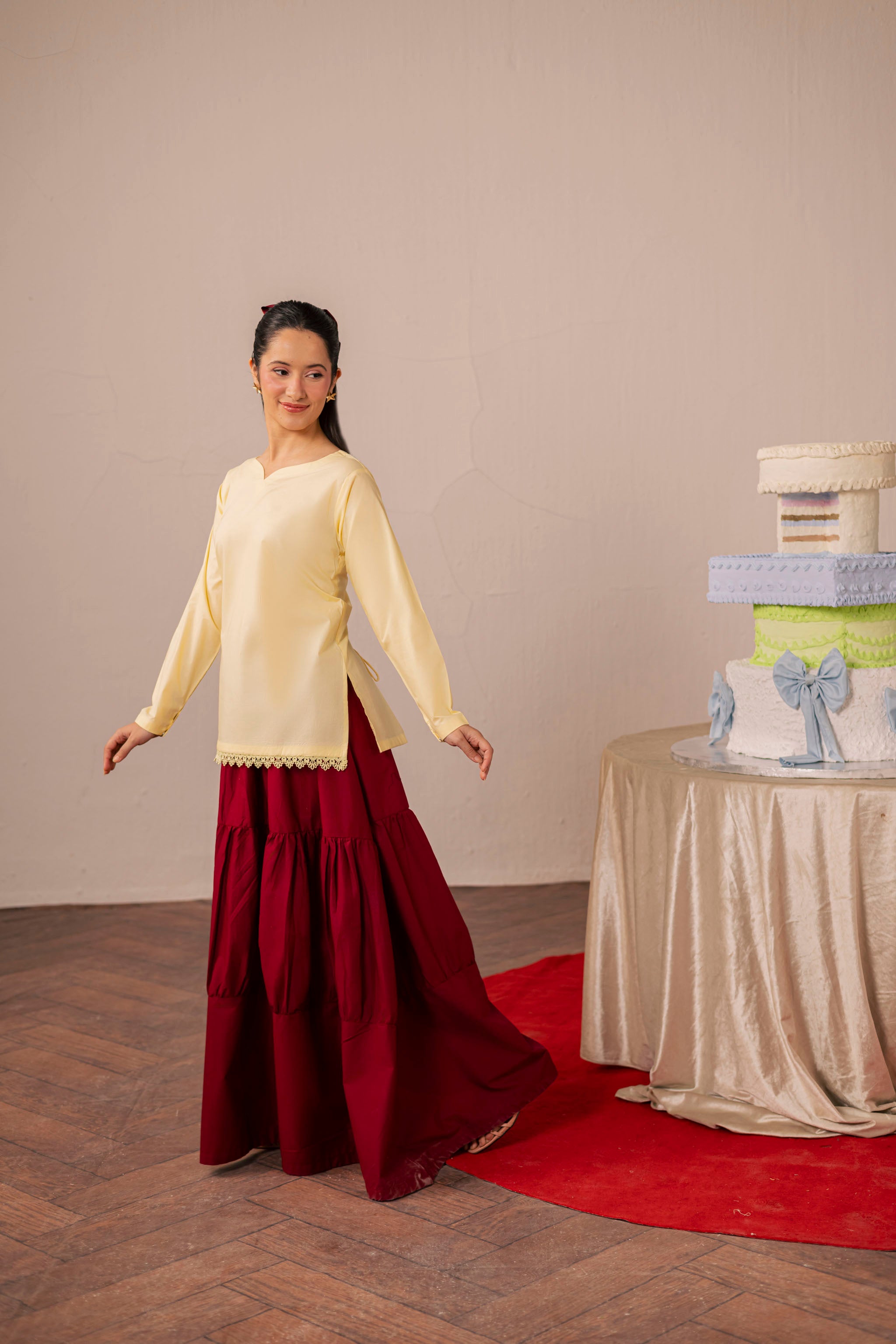 2PC Shirt and Skirt- Butter Yellow