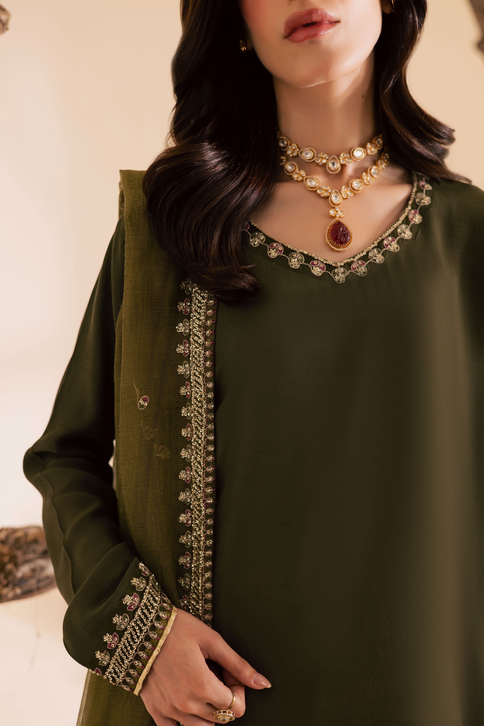 3PC Luxury Embroidered Dress- RSM15