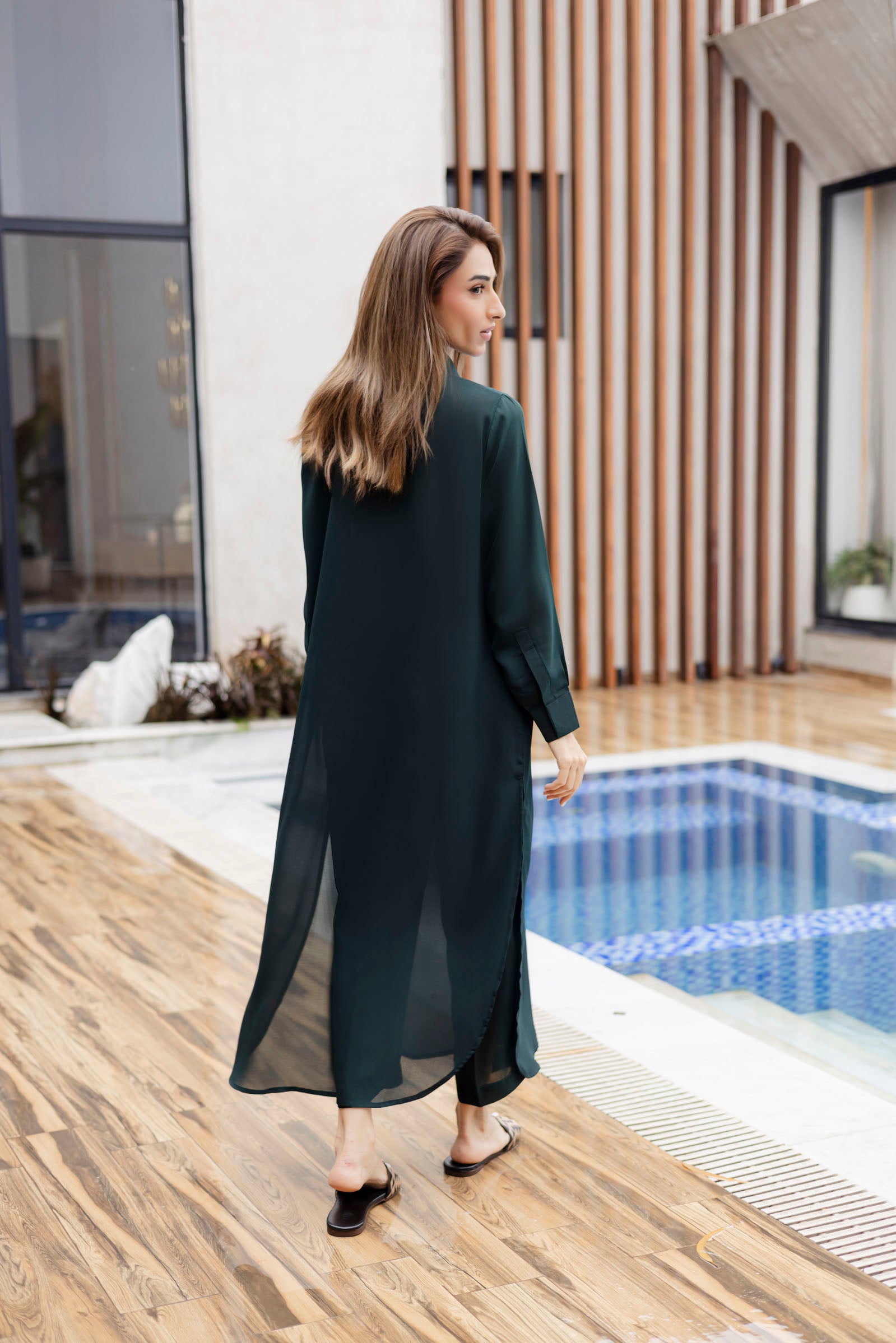 Solid 2PC Dress - SP-02 Emerald Green