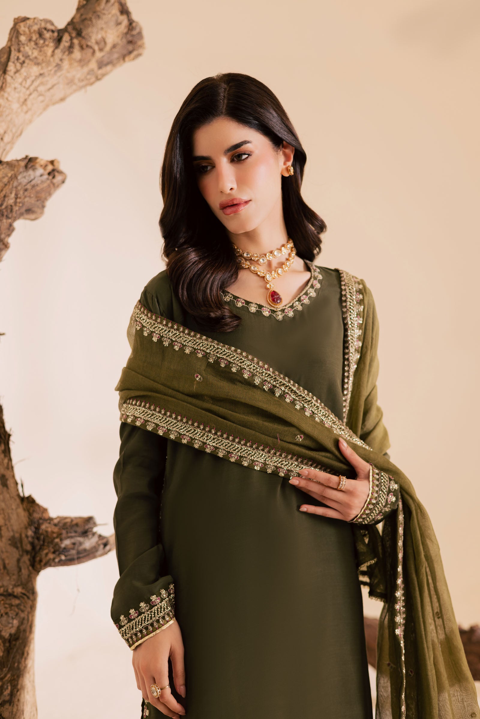 3PC Luxury Embroidered Dress- RSM15