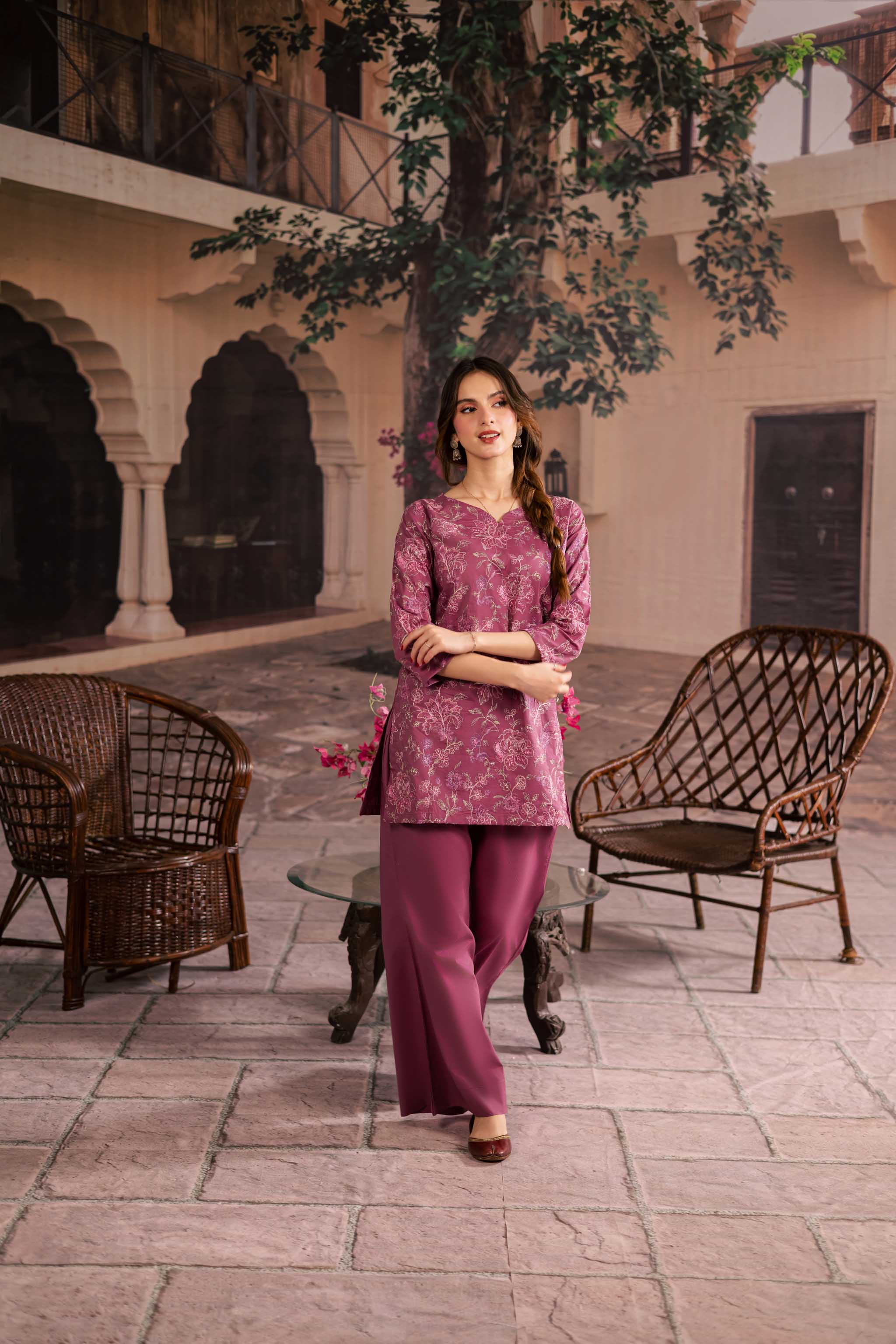 2PC Summer Embroidered Dress - 1239
