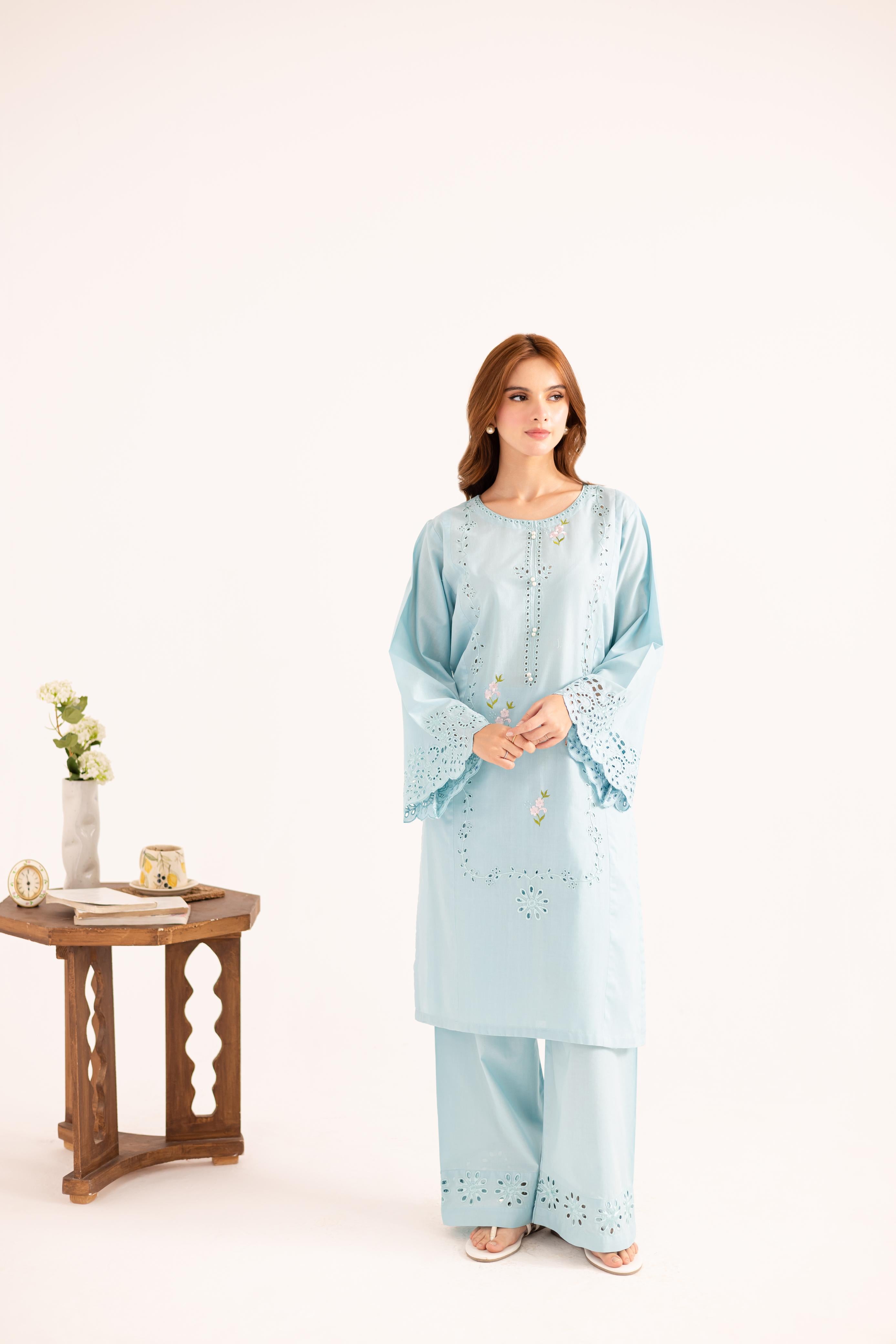 2PC Embroidered Dress - 1123