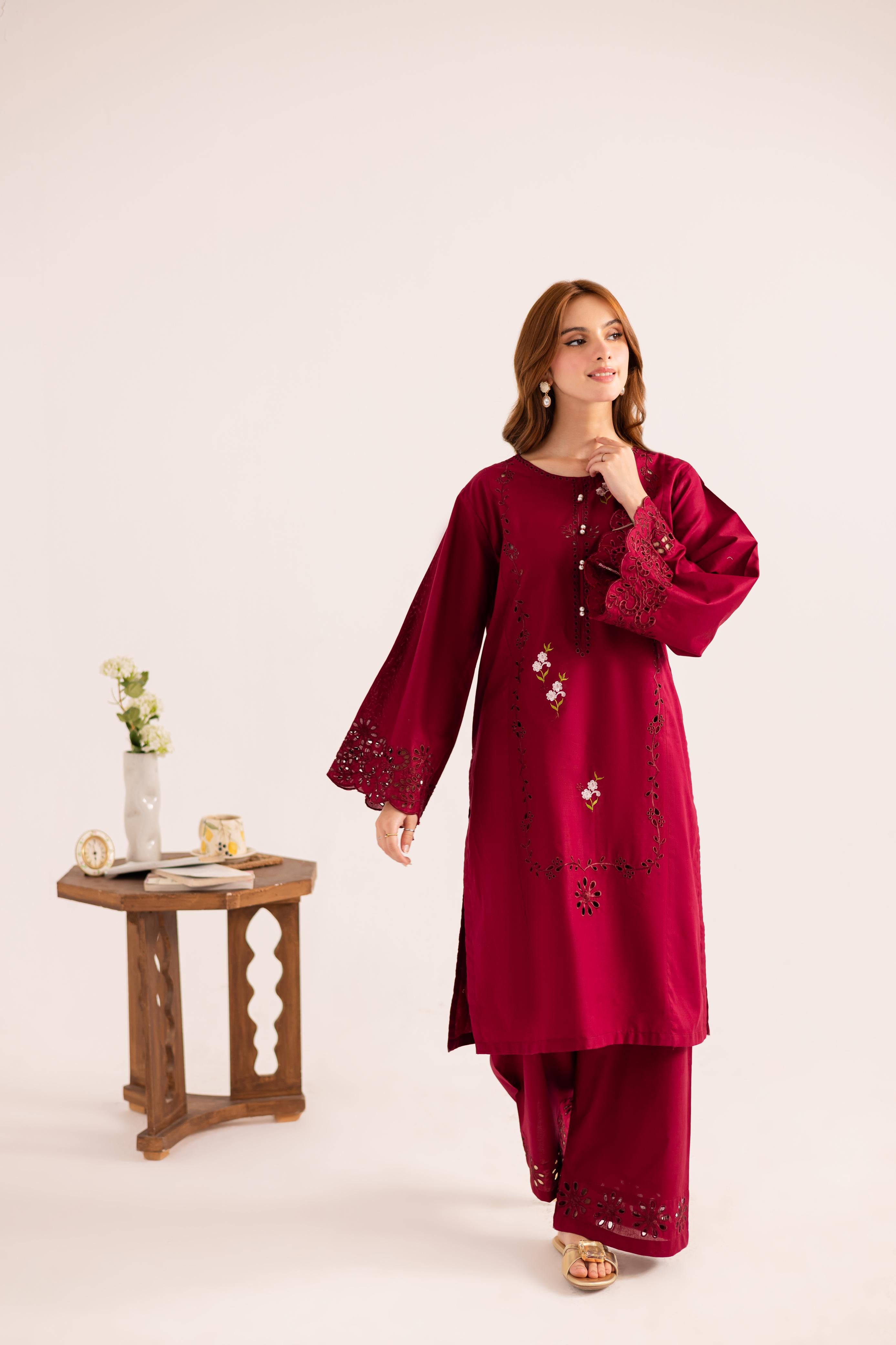 2PC Embroidered Dress - 1120