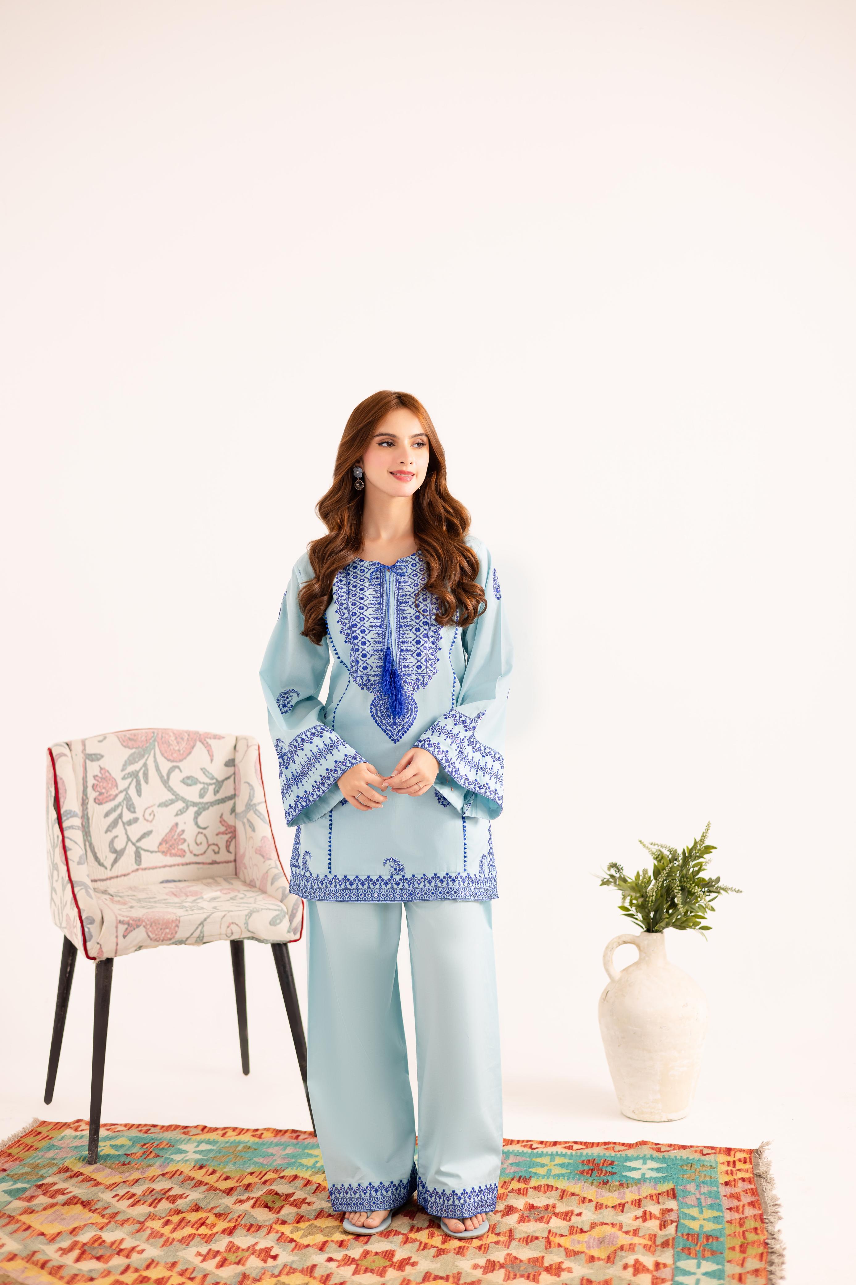 2PC Embroidered Dress - 1125