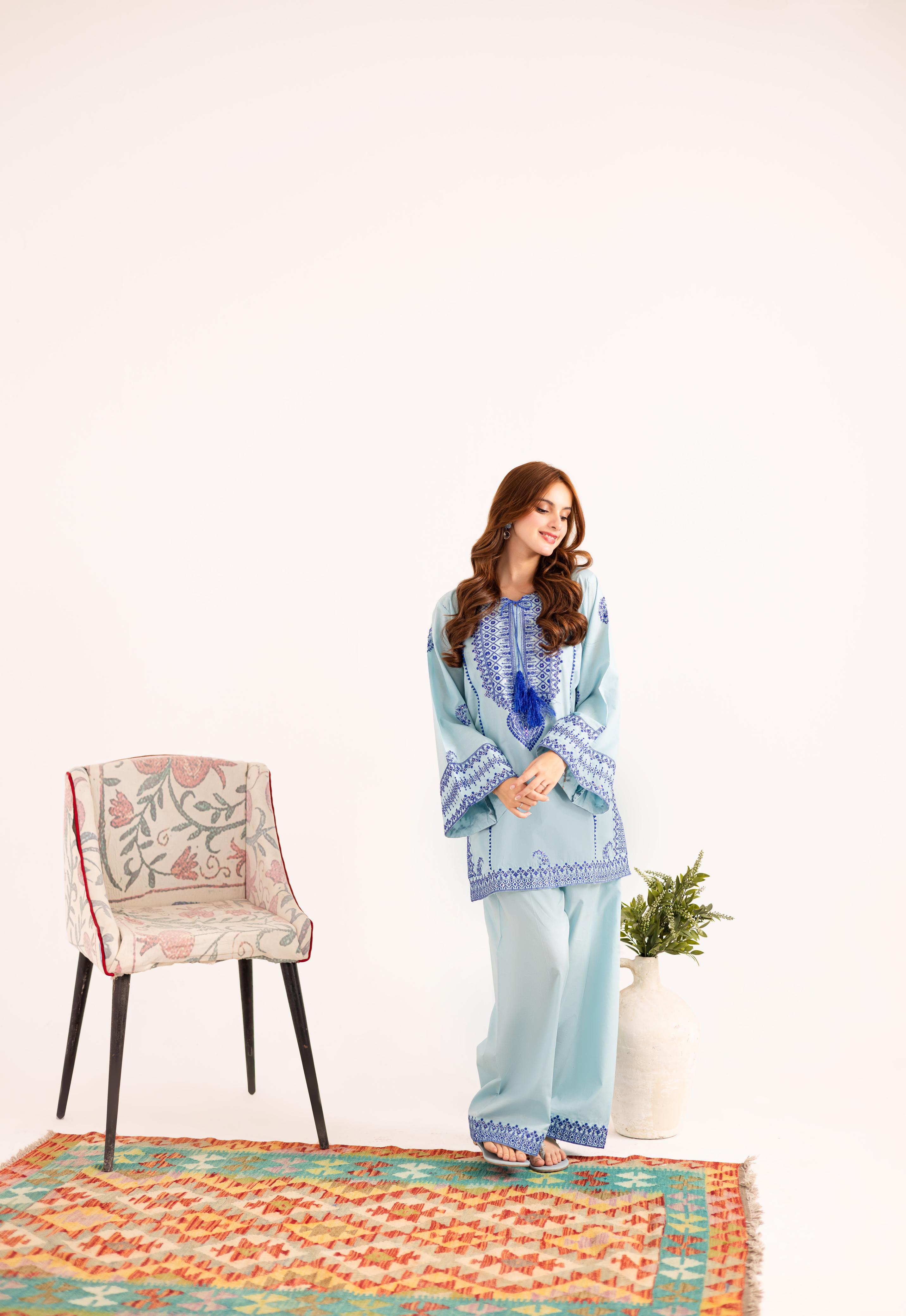2PC Embroidered Dress - 1125