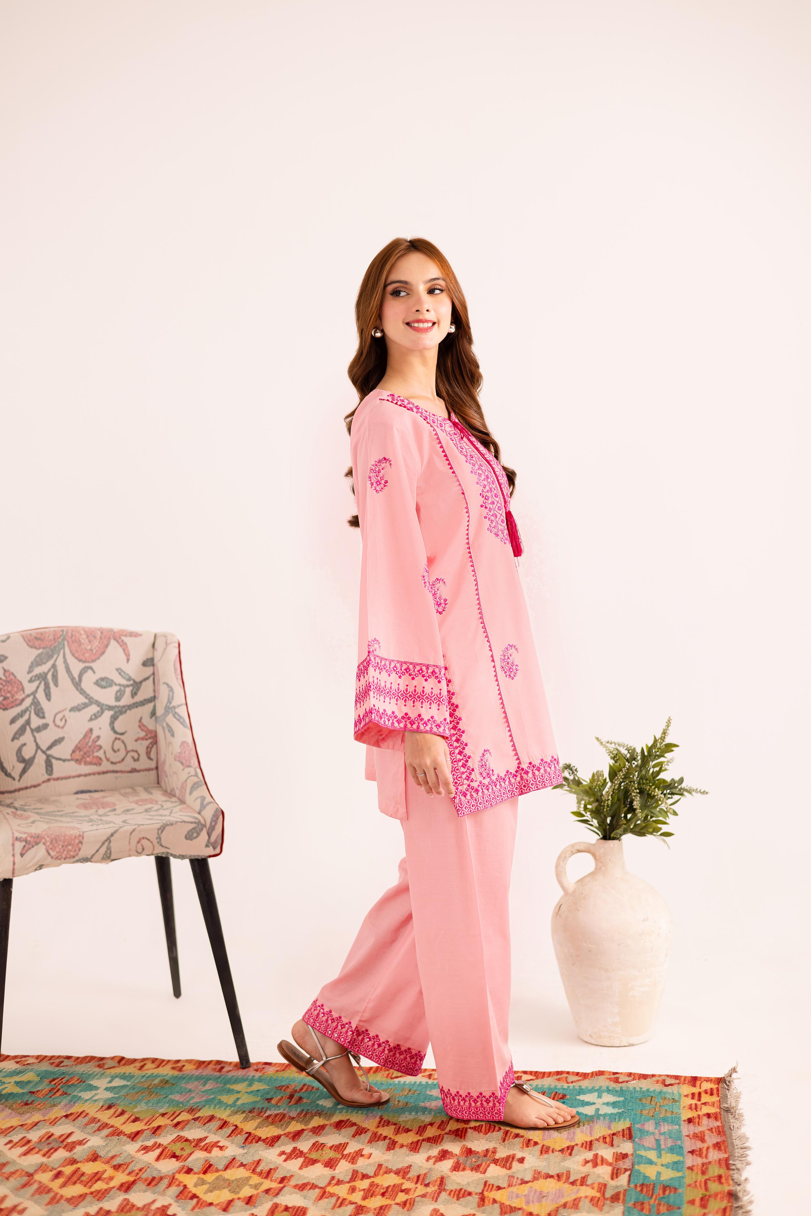 2PC Embroidered Dress - 1124