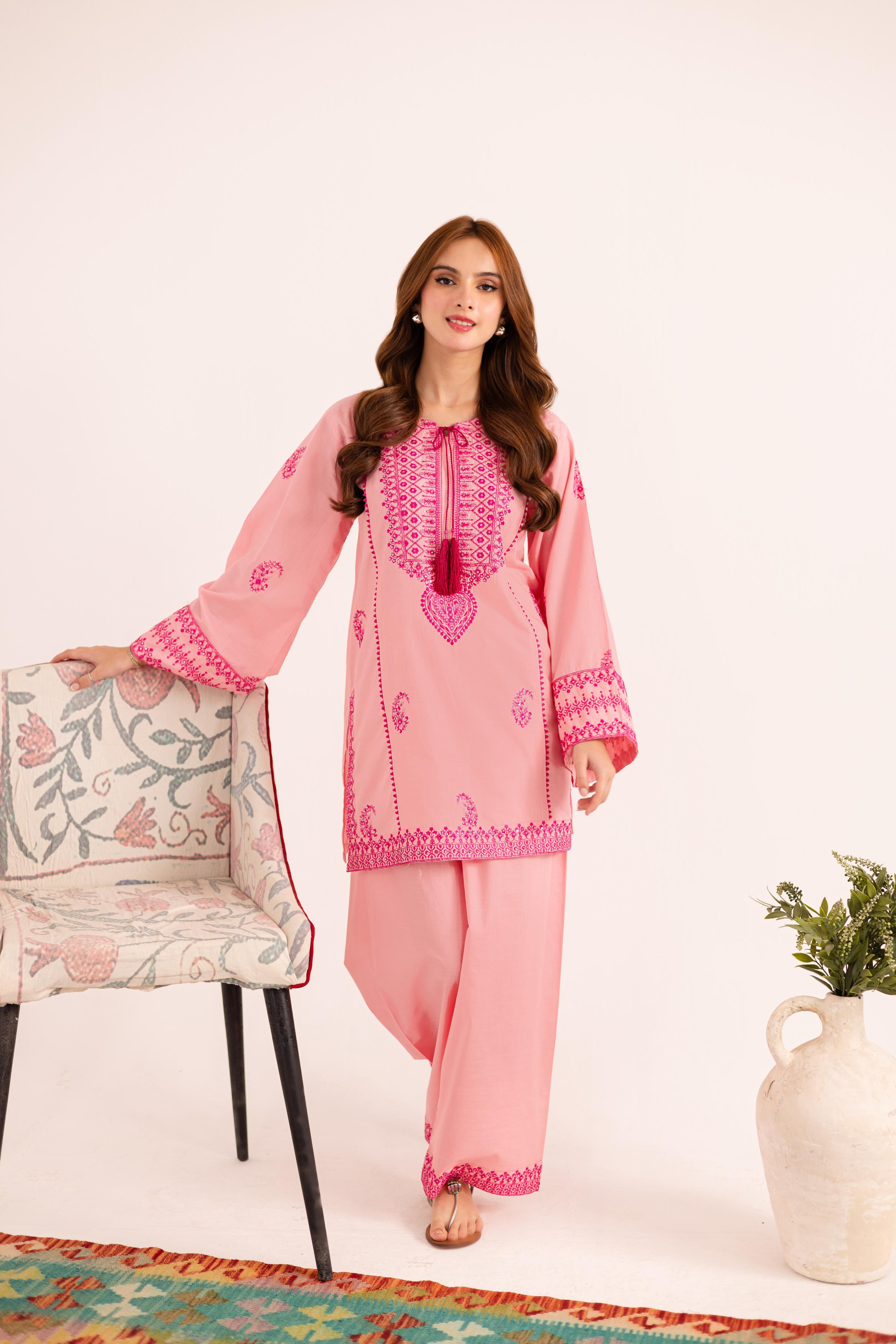 2PC Embroidered Dress - 1124