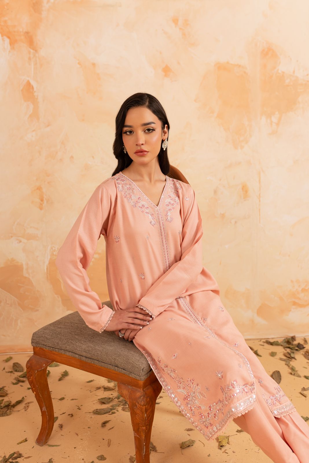 2PC Summer Luxury Embroidered Dress -1090