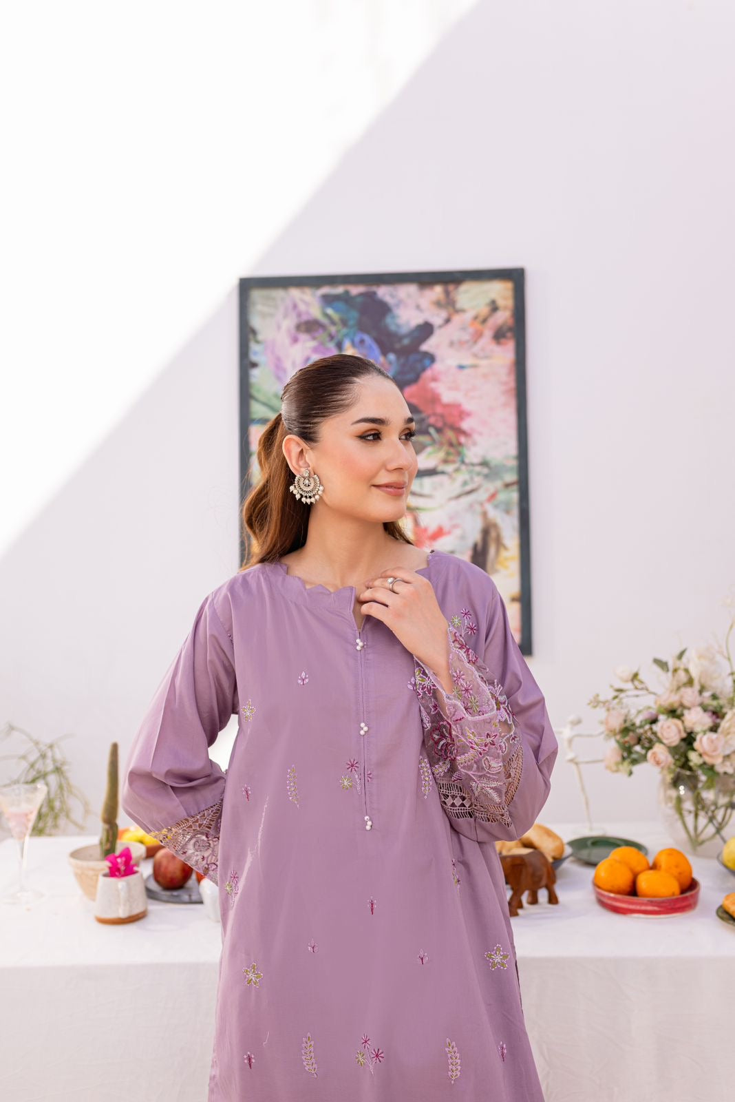 2PC Embroidered Dress - 1034