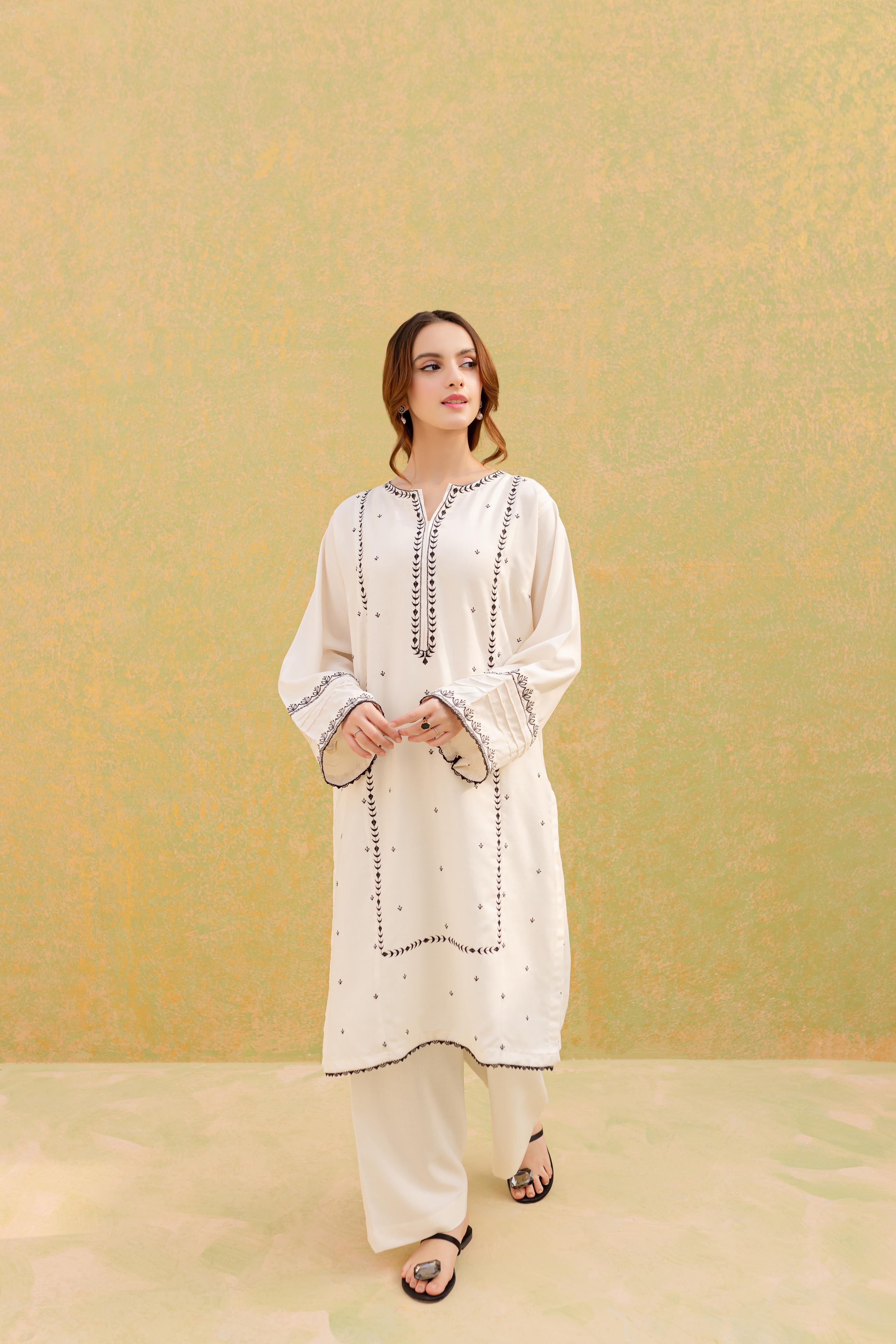 2PC Embroidered Dress-1066