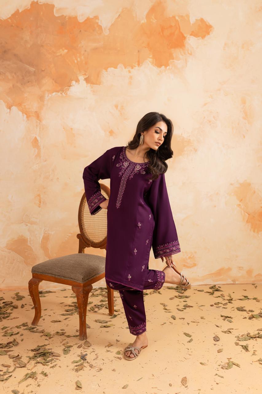 2PC Summer Luxury Embroidered Dress - 1089