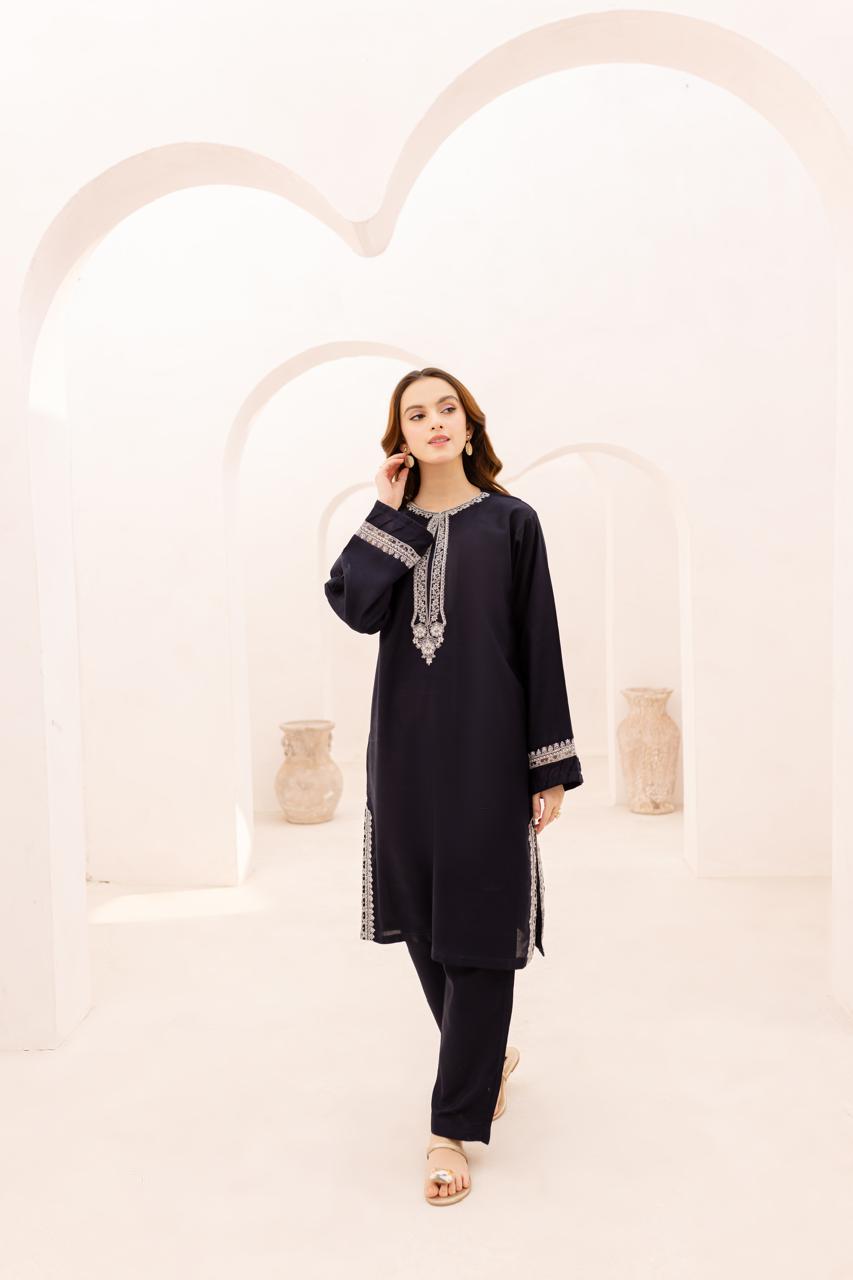 2PC Summer Embroidered Dress - 1082