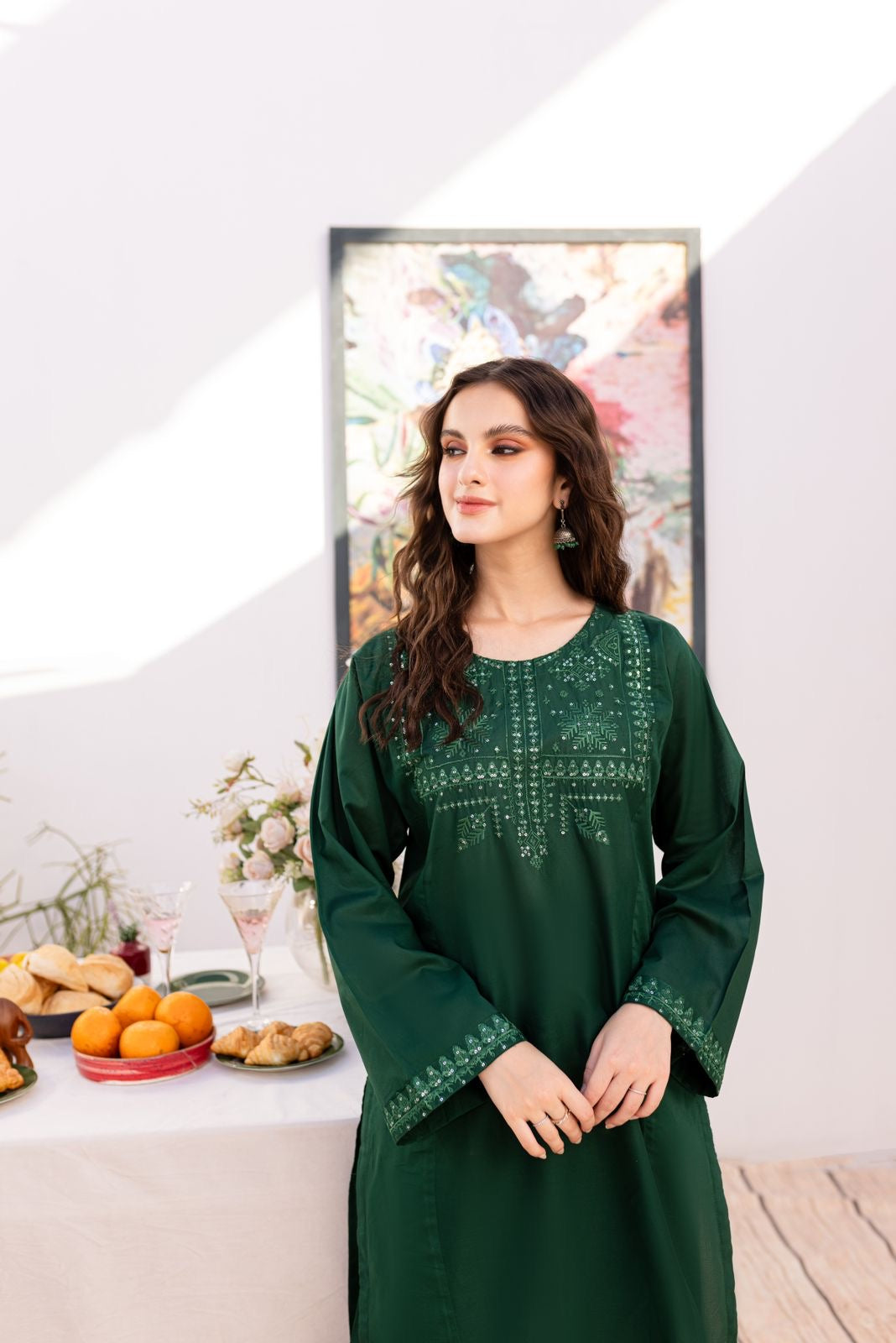 2PC Embroidered Dress - 1038