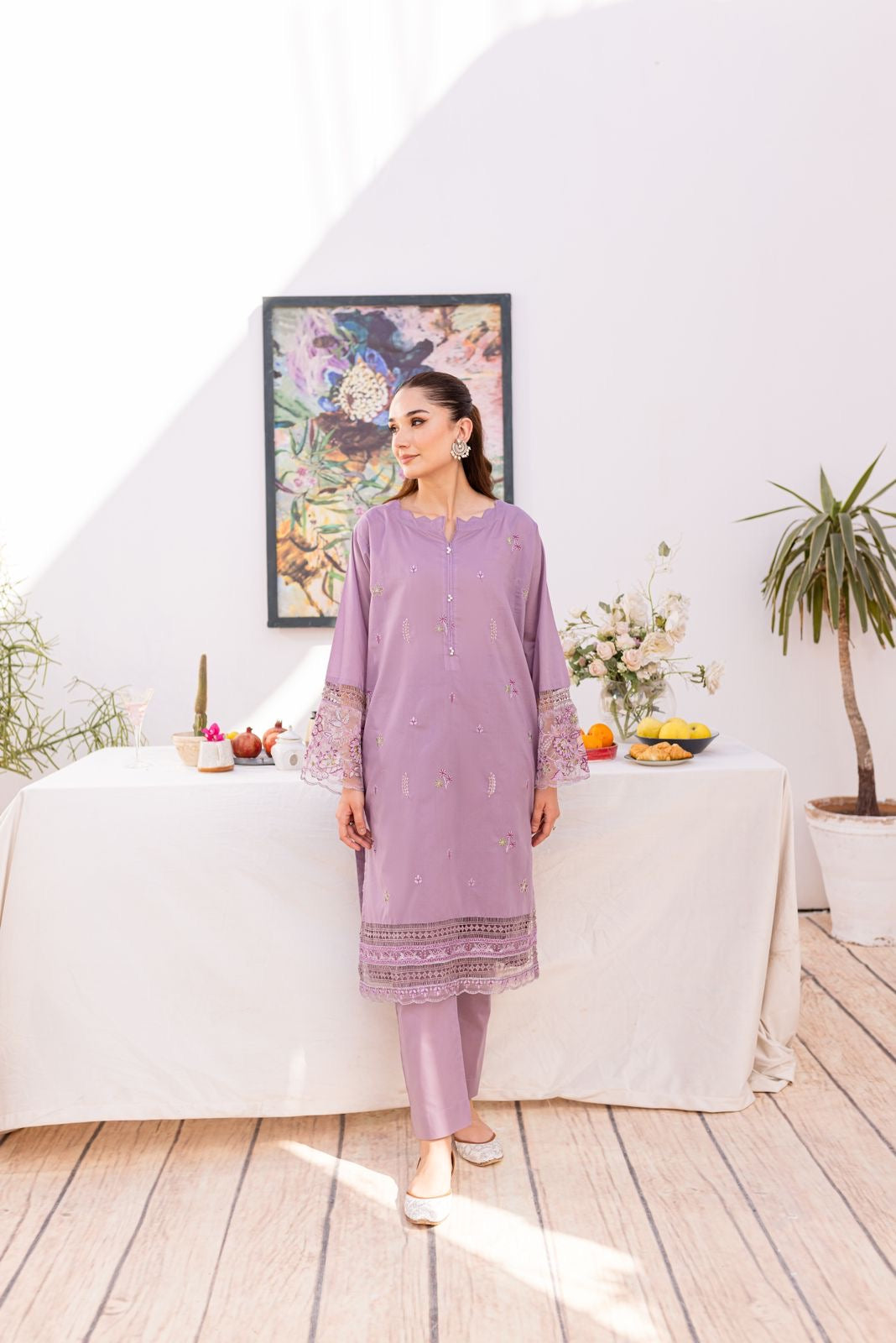 2PC Embroidered Dress - 1034