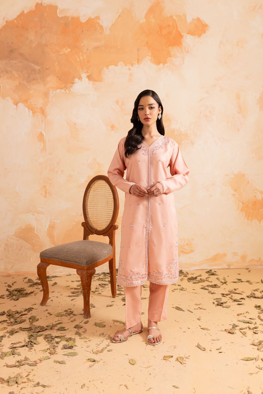 2PC Summer Luxury Embroidered Dress -1090