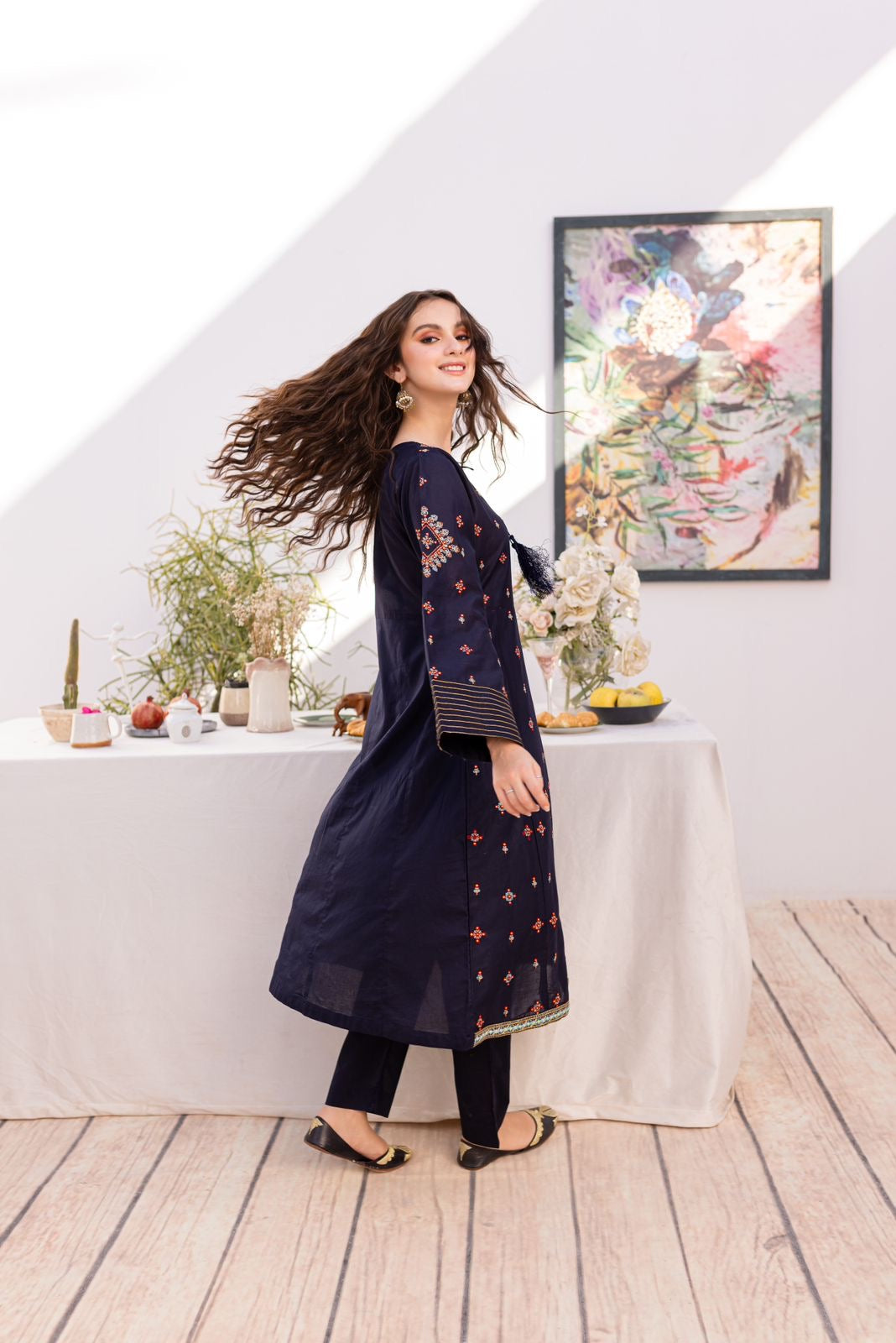 2PC Embroidered Dress - 1037