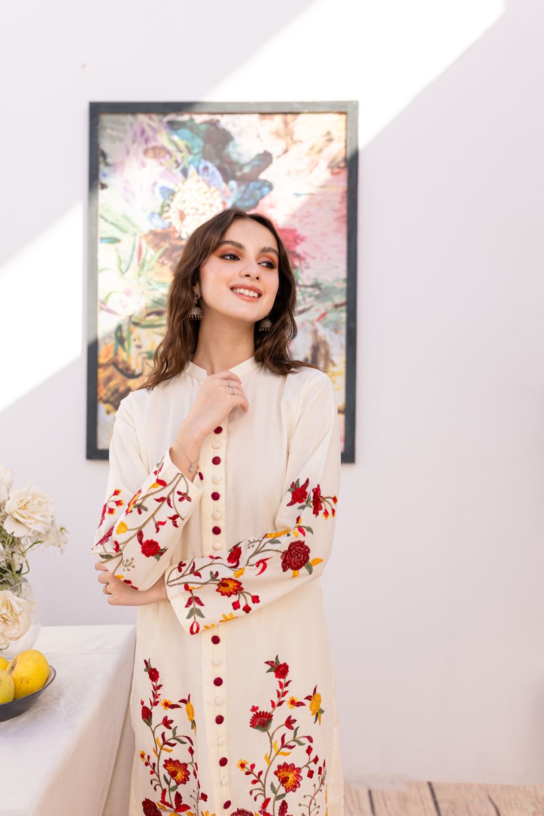 2PC Embroidered Dress- 1040