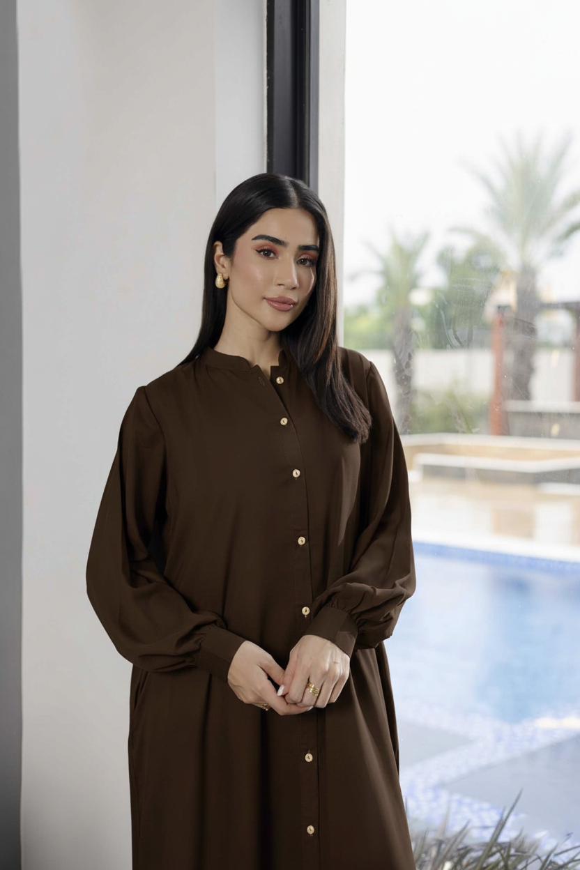 Solid 2PC Dress - SP-05 Chocolate Brown