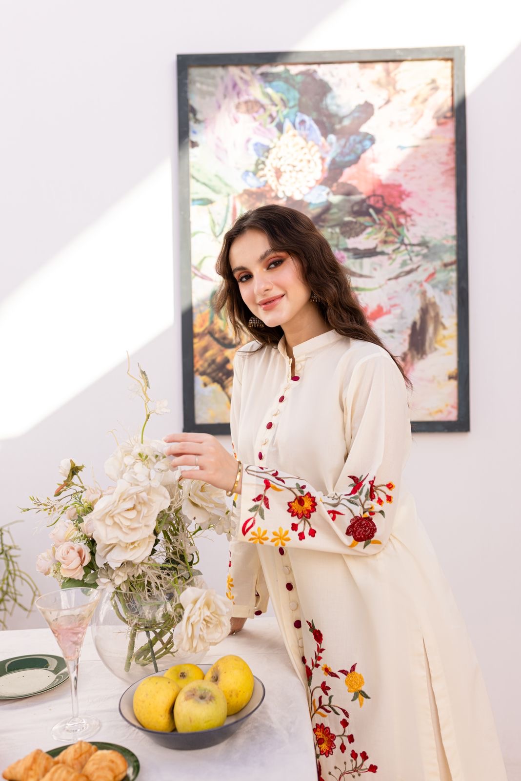 2PC Embroidered Dress- 1040