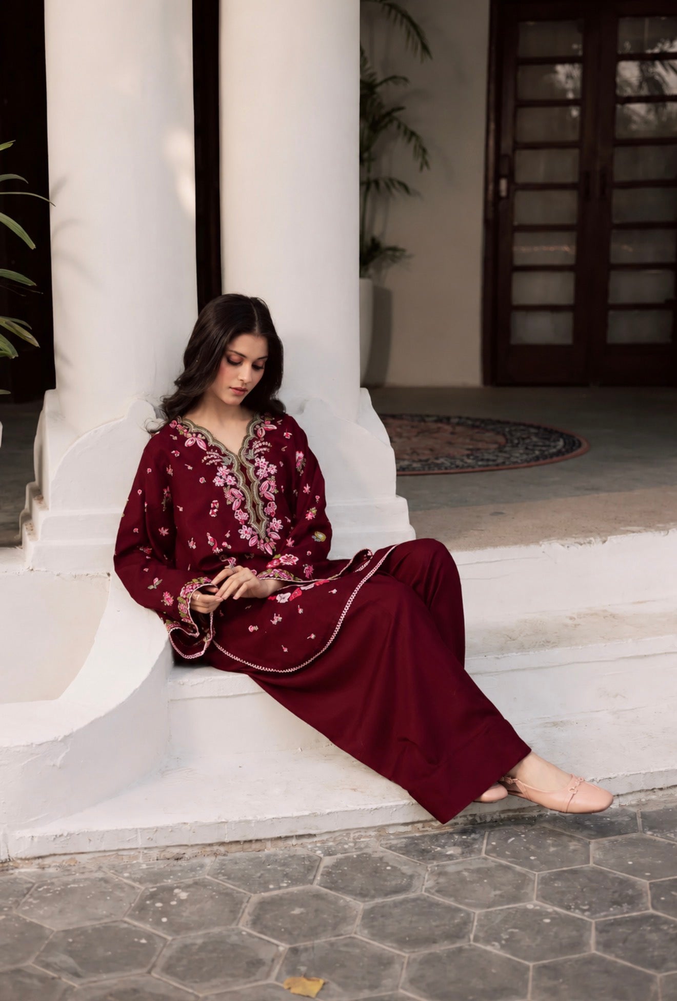 2PC Summer Embroidered Dress - 1213