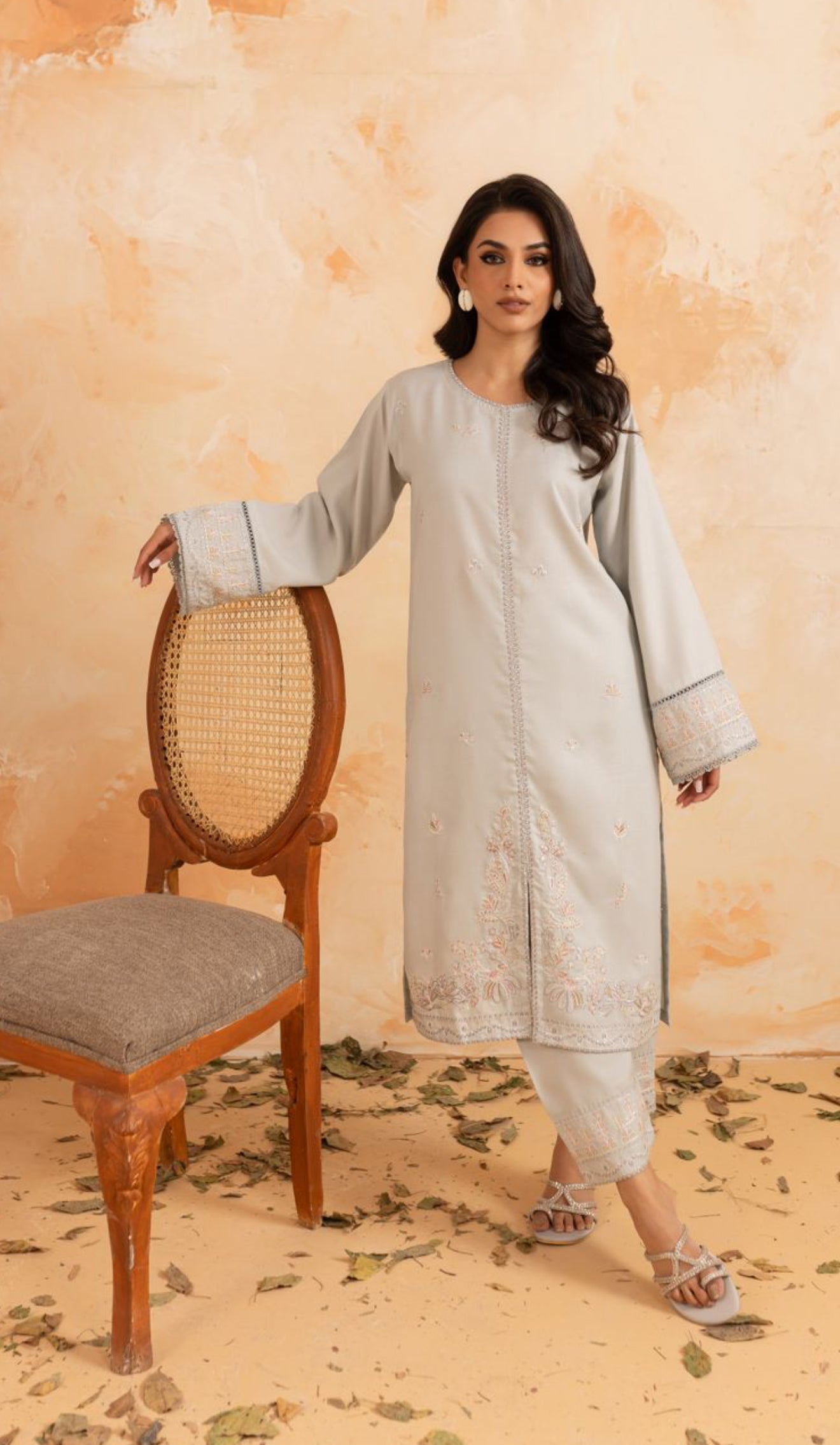 2PC Summer Luxury Embroidered Dress - 1096