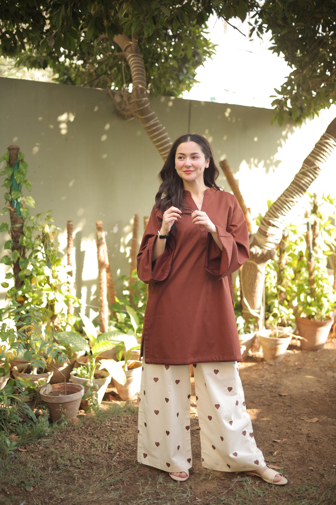 2PC Embroidered Khaddar MSK 05 – Chocolate Brown