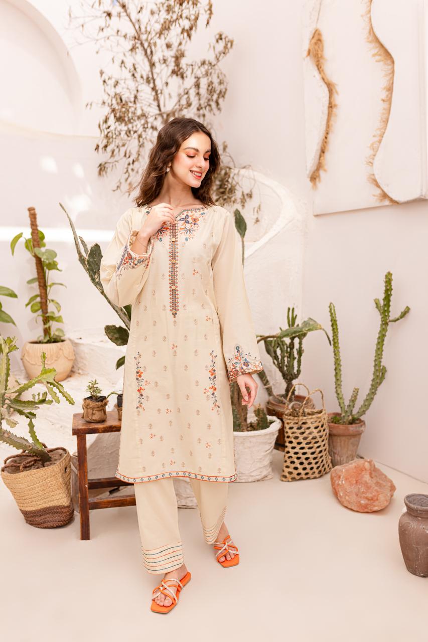 2PC Summer Embroidered Dress-1048