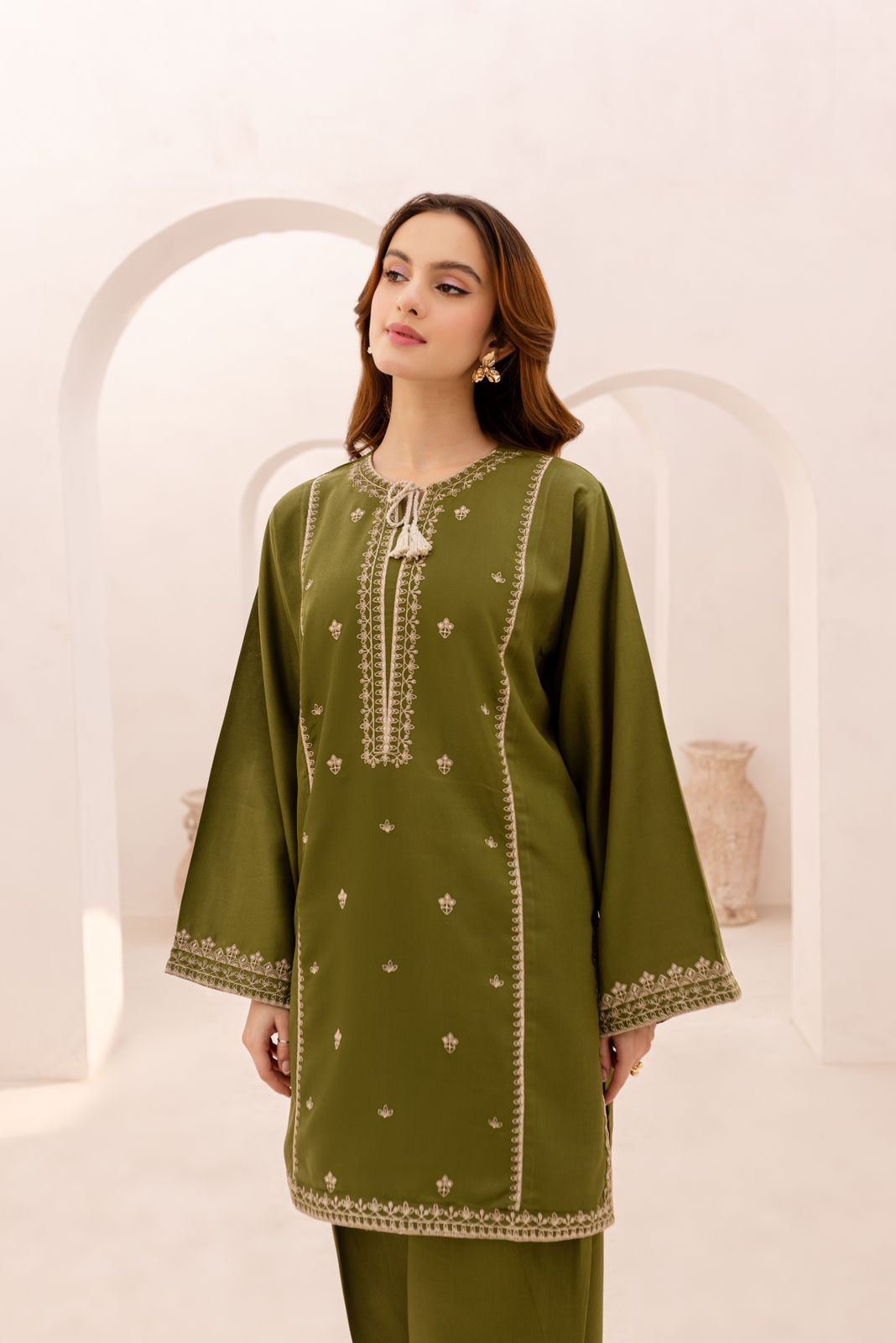2PC Embroidered Dress - 1079