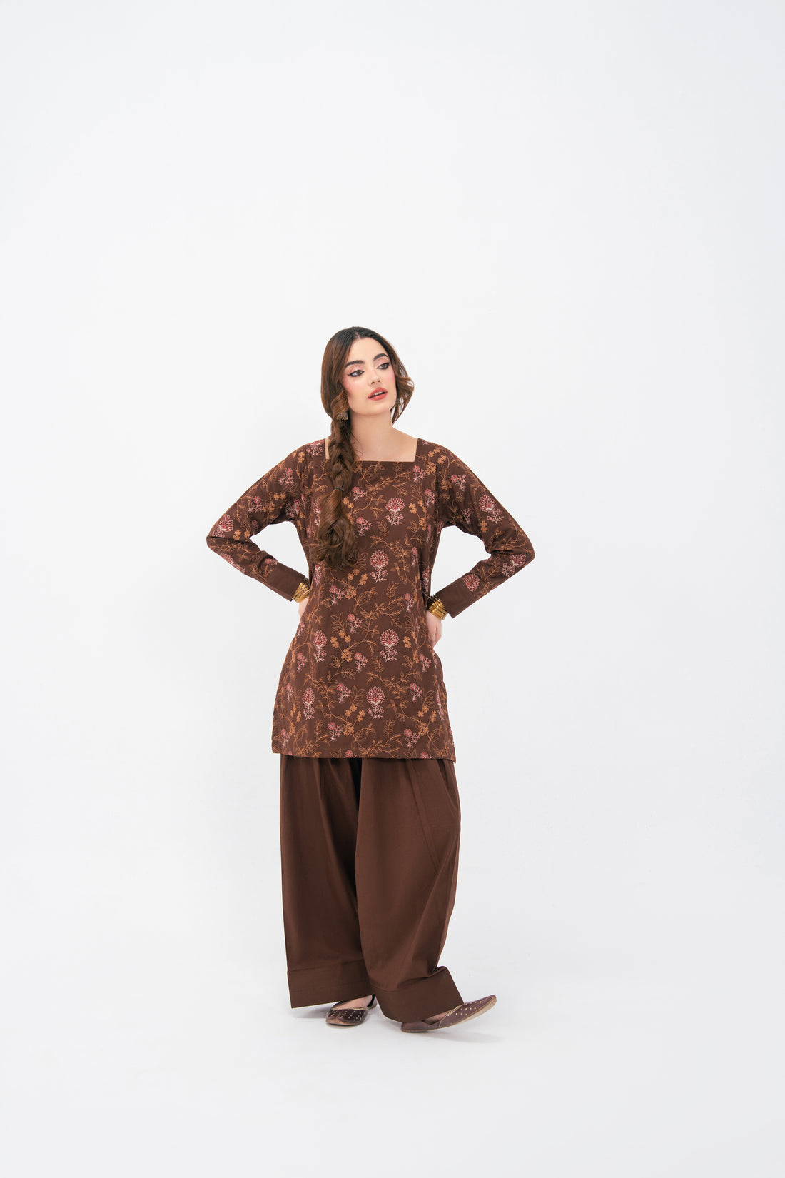 2PC Summer Embroidered Dress - 1234