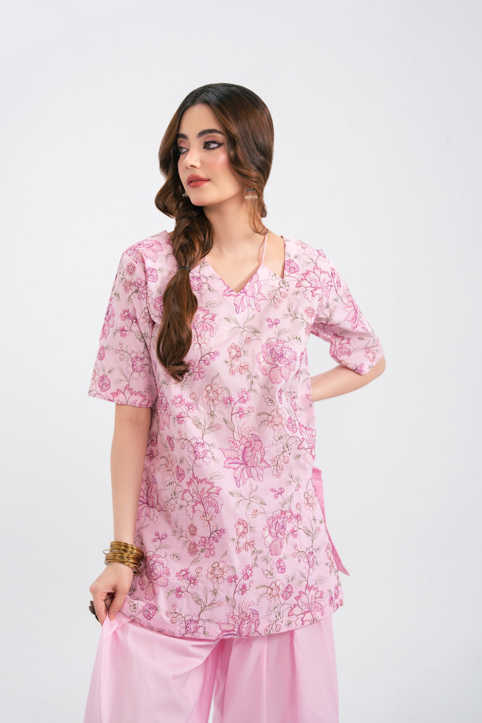 2PC Summer Embroidered Dress - 1229