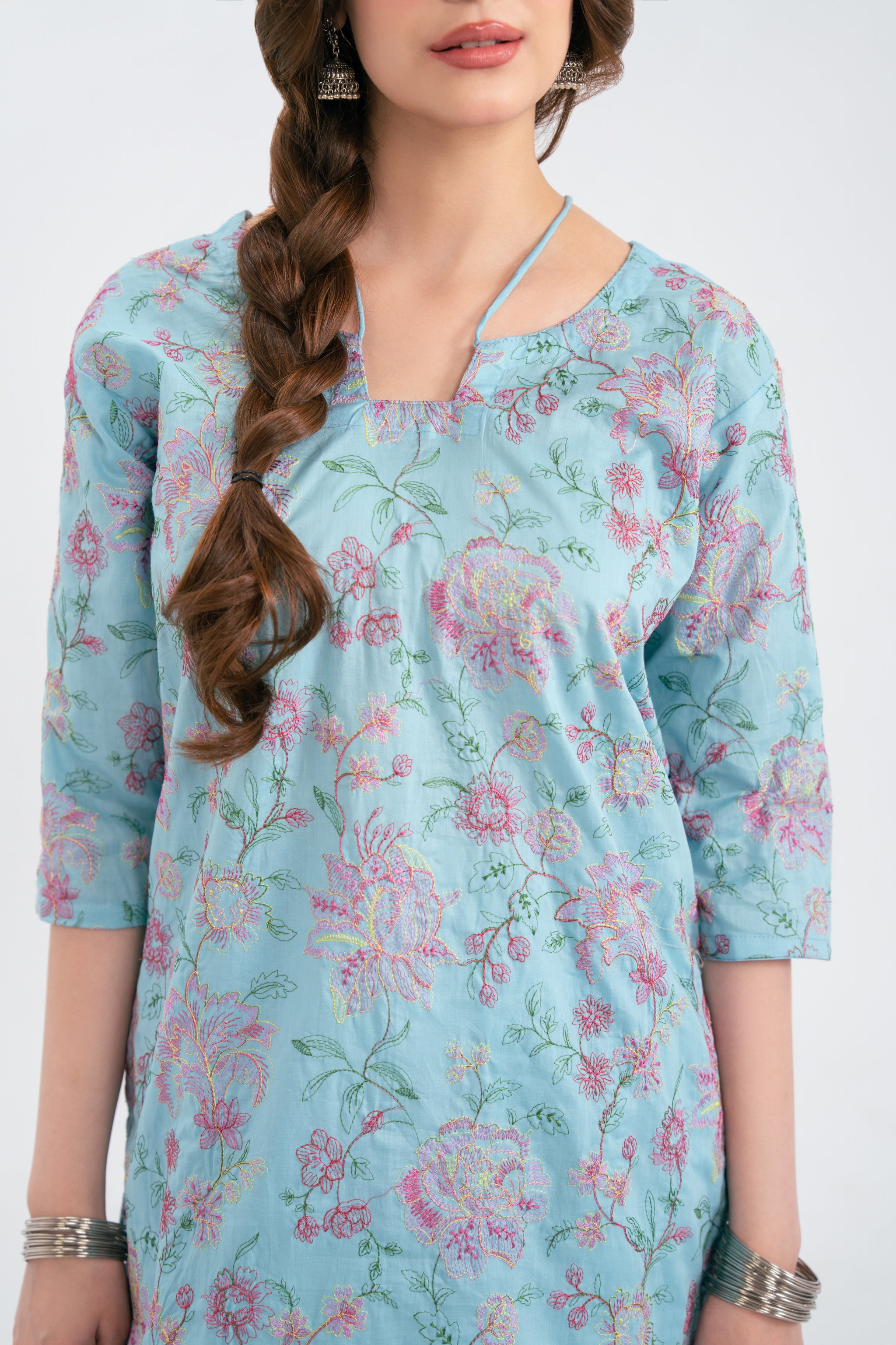 2PC Summer Embroidered Dress - 1230
