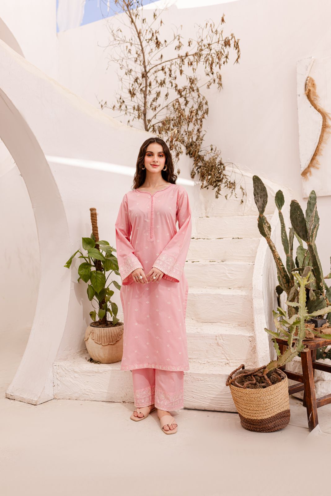 2PC Embroidered Dress-1050