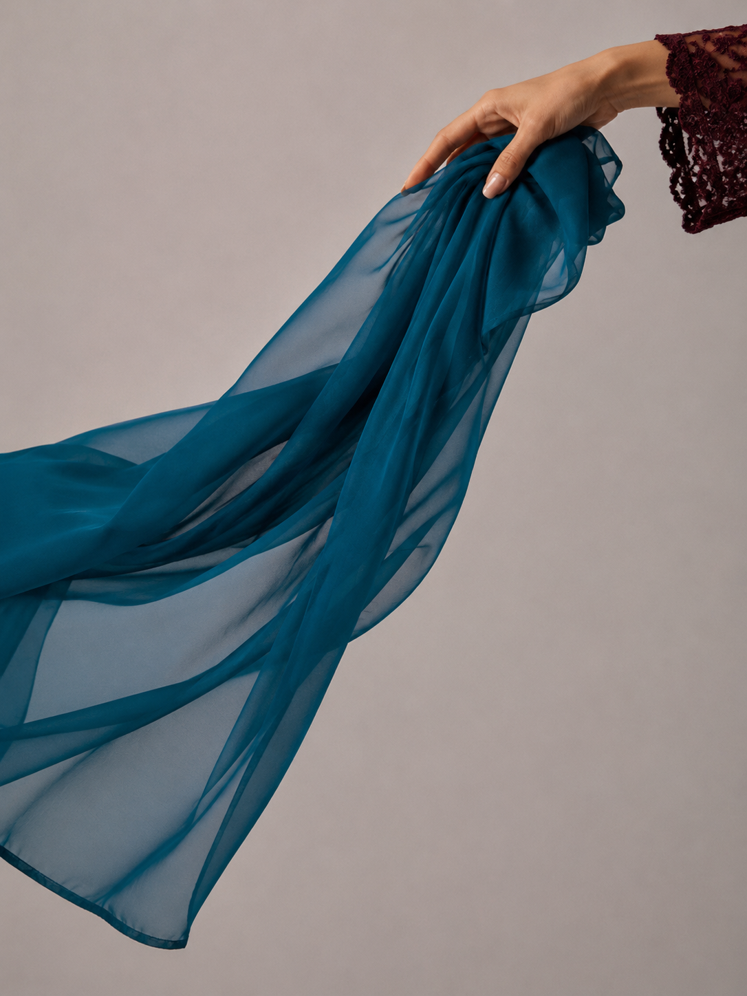 Dyed Chiffon Duppata - Teal