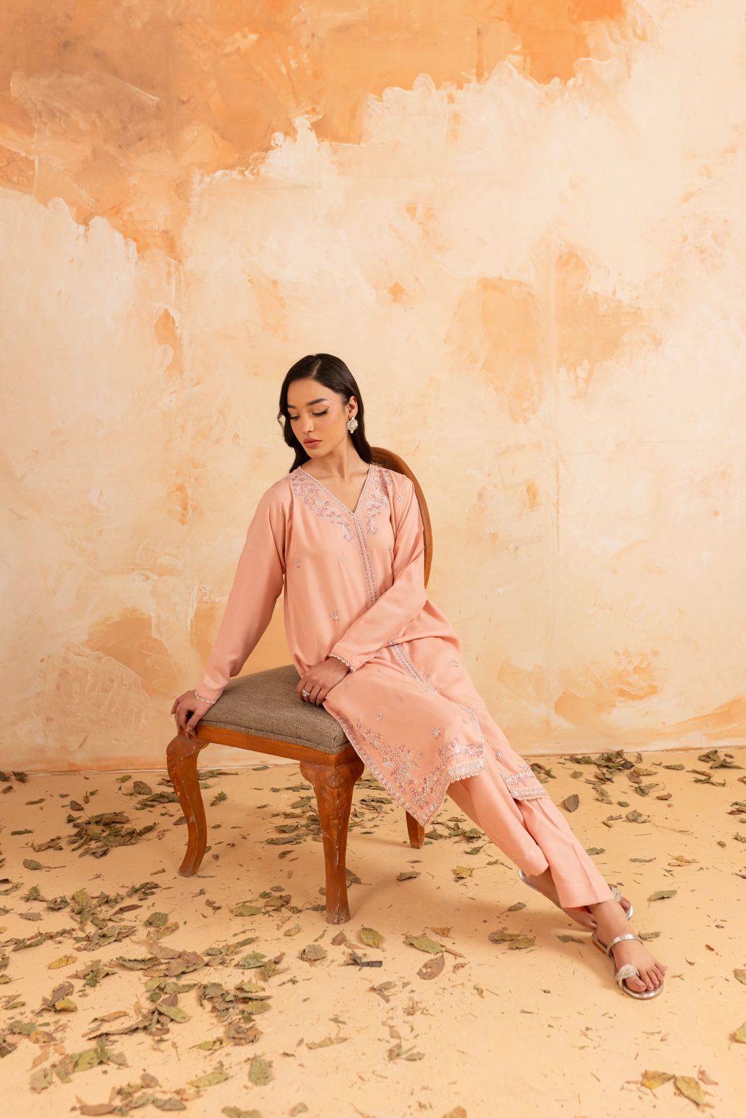 2PC Summer Luxury Embroidered Dress -1090