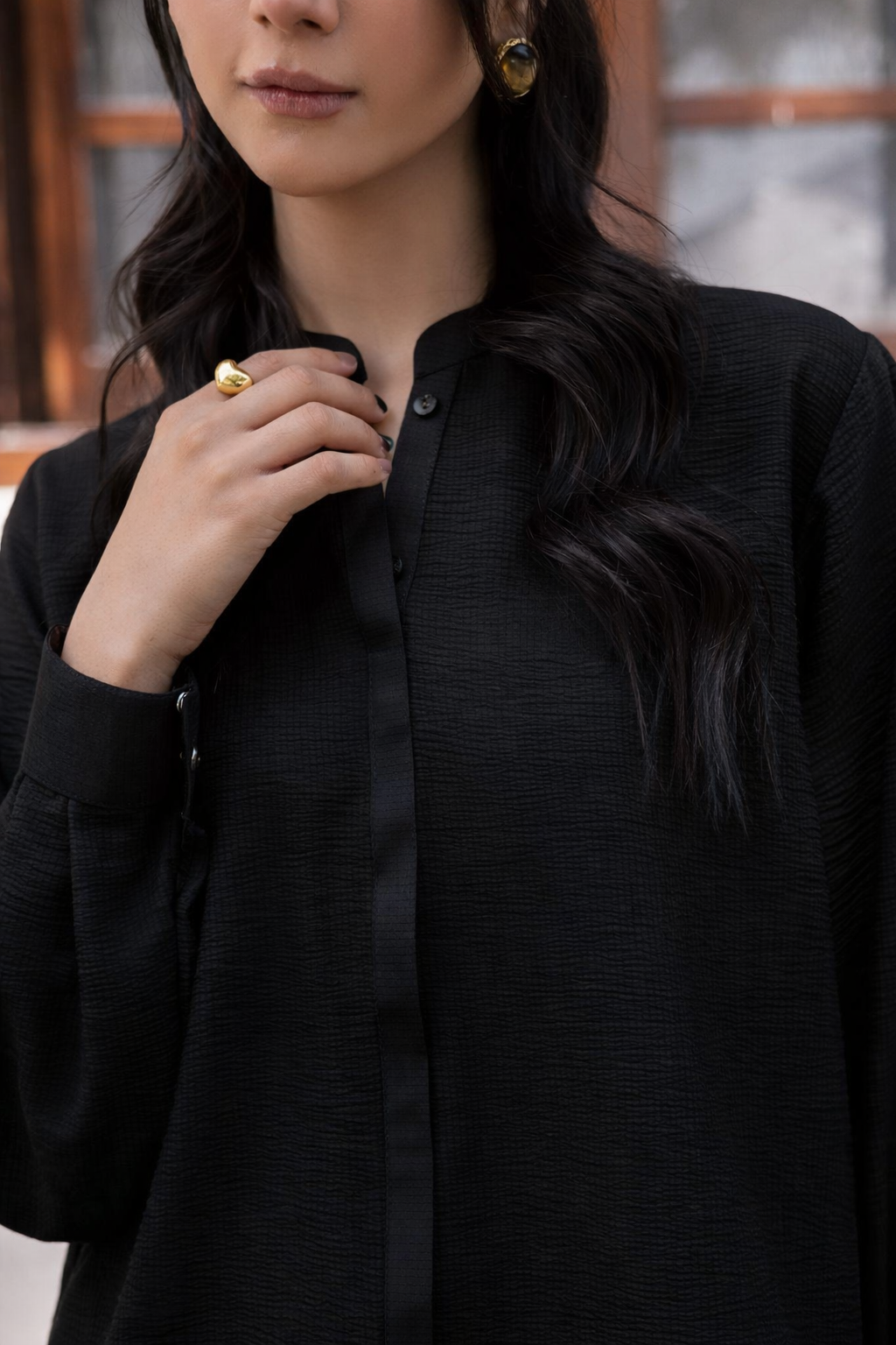 2PC Textured Dress-SP-Black