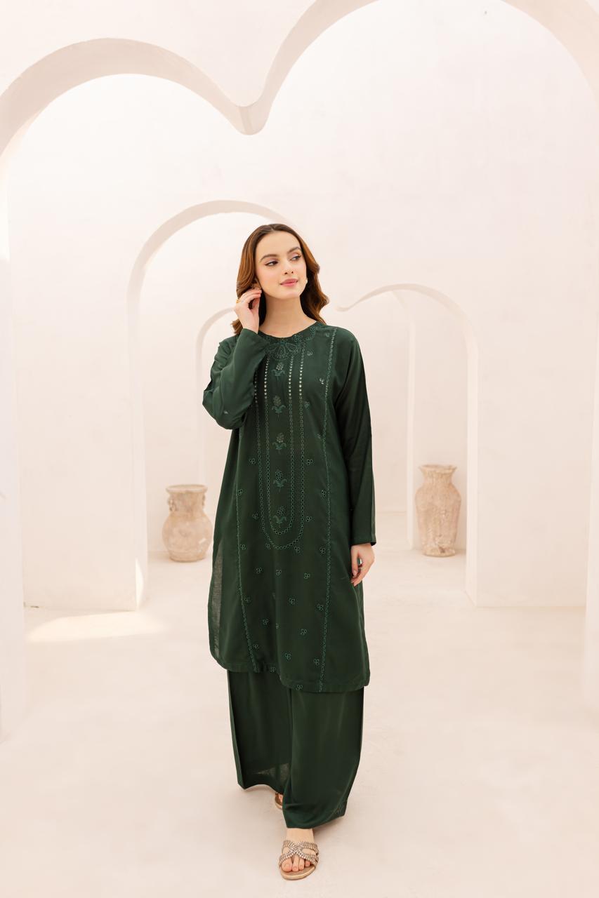 2PC Summer Embroidered Dress - 1076
