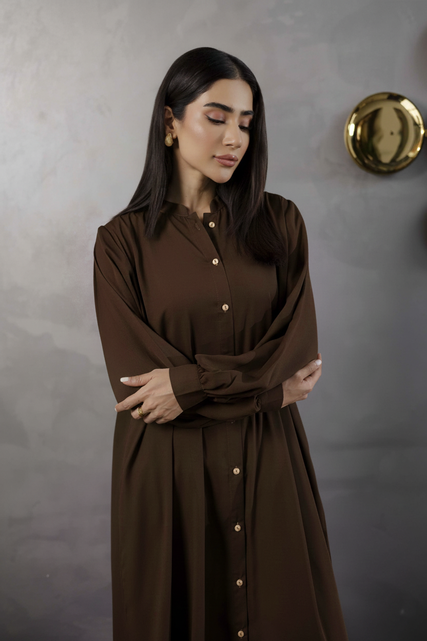 Solid 2PC Dress - SP-05 Chocolate Brown