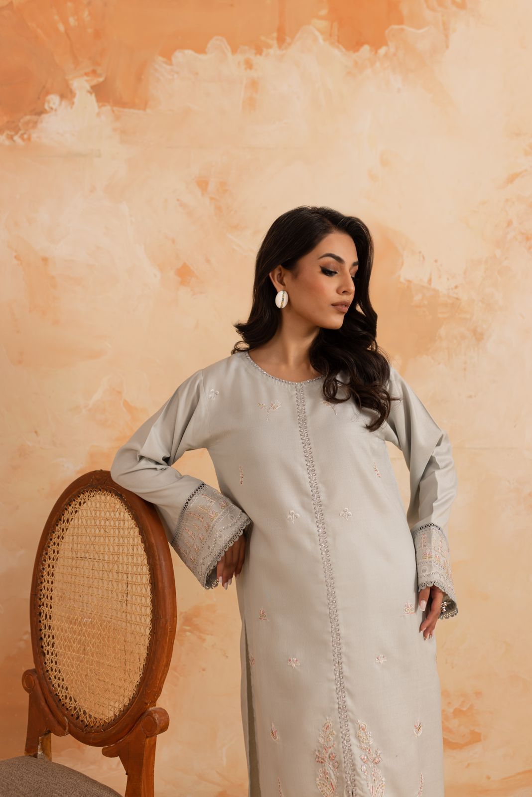 2PC Summer Luxury Embroidered Dress - 1096