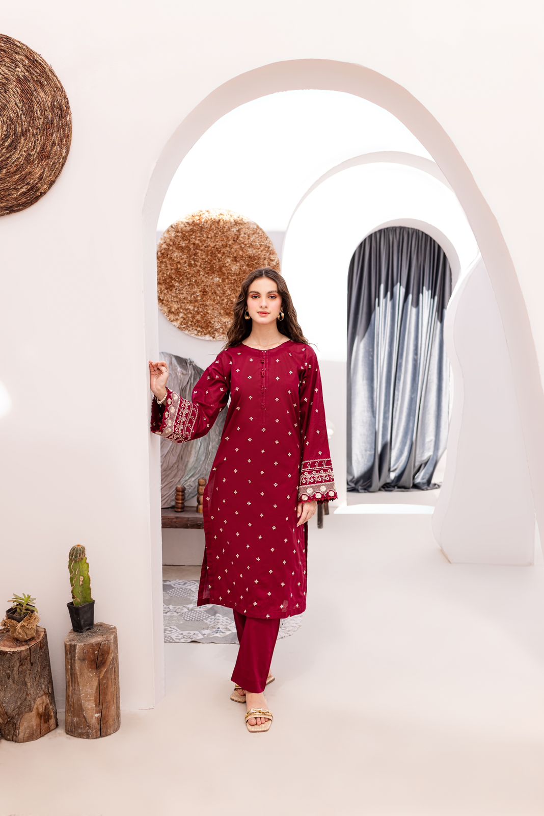 2PC Embroidered Dress-1044