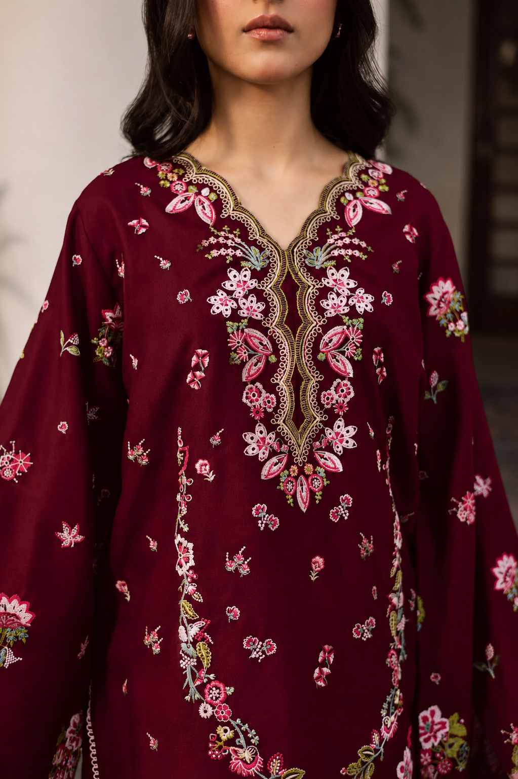 2PC Summer Embroidered Dress - 1213