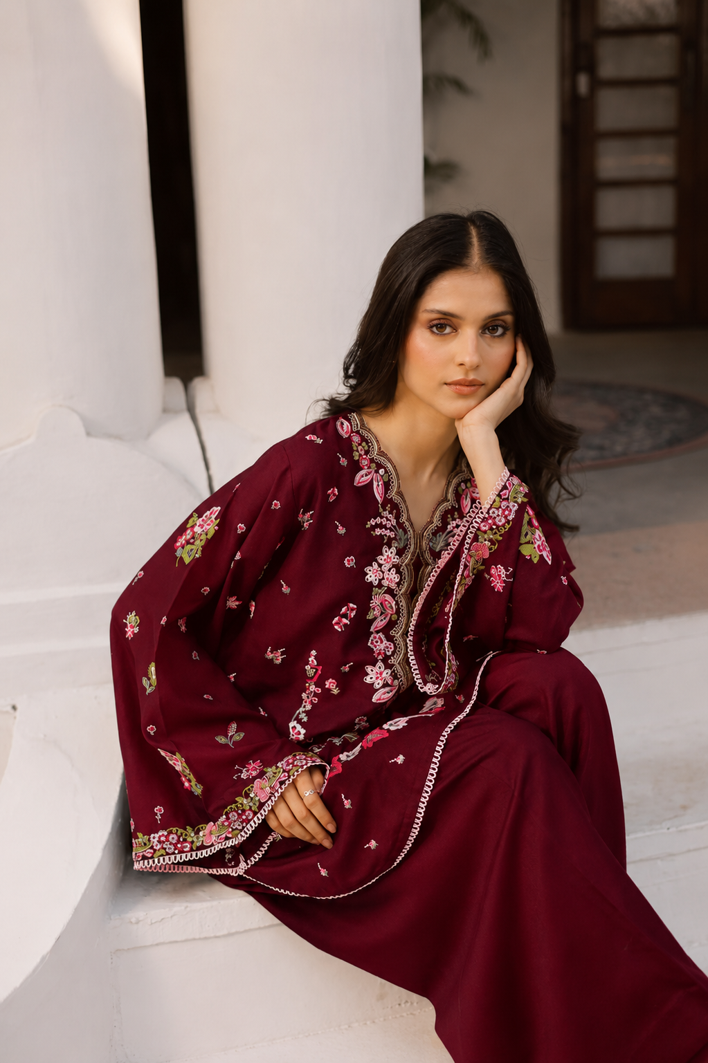 2PC Summer Embroidered Dress - 1213