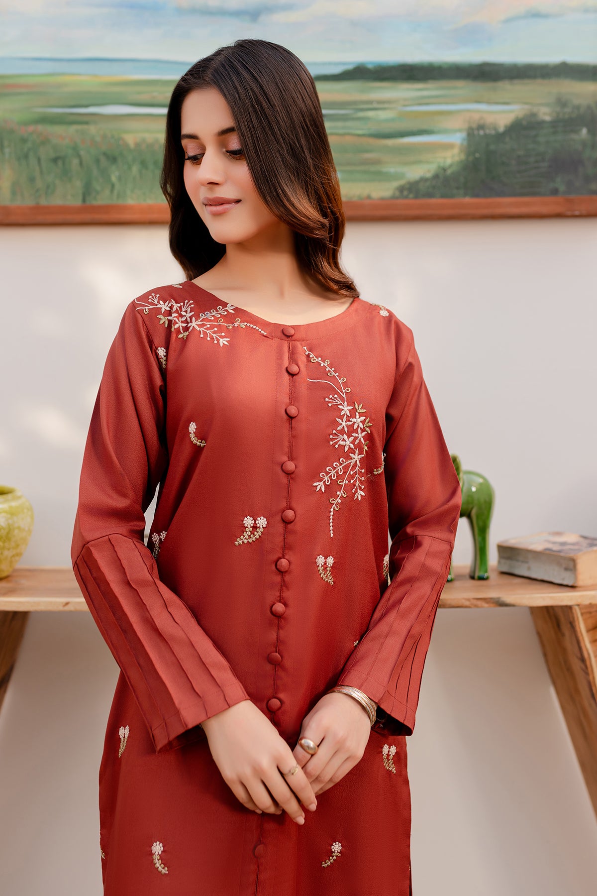 2PC Embroidered Dress - BS05