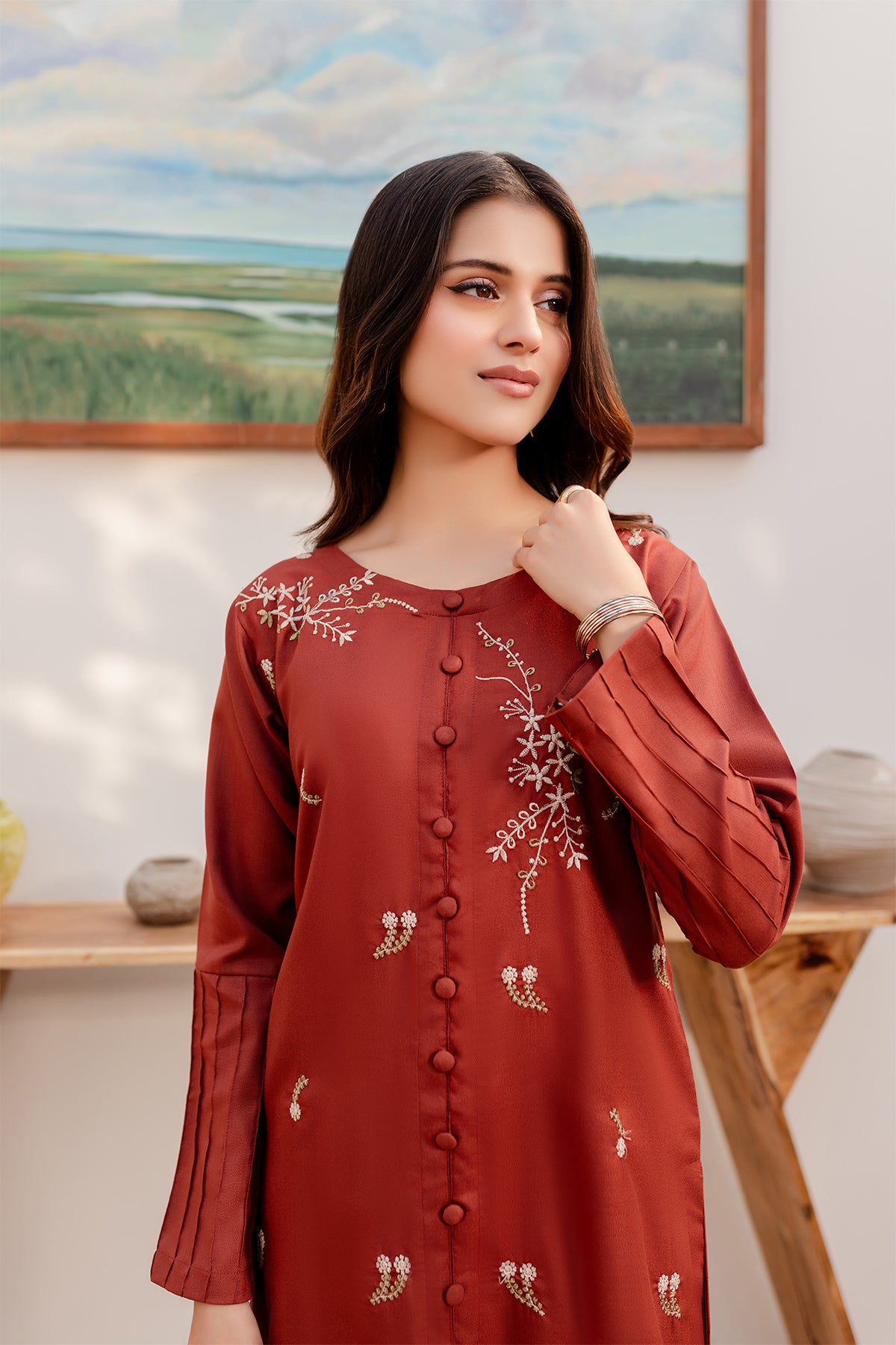 2PC Embroidered Dress - BS05