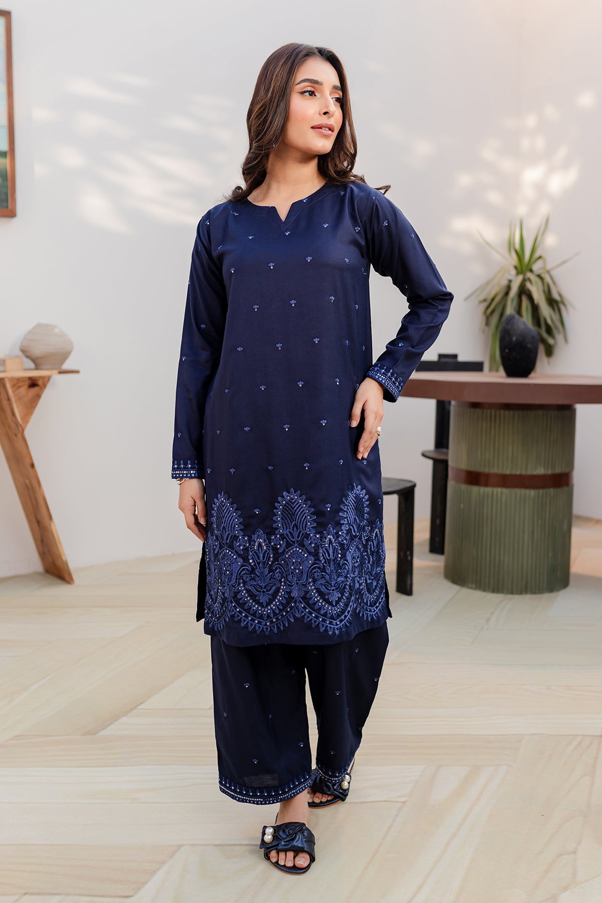 2PC Embroidered Dress - BS09