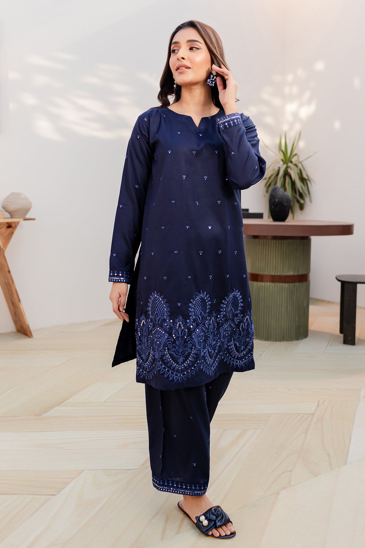 2PC Embroidered Dress - BS09