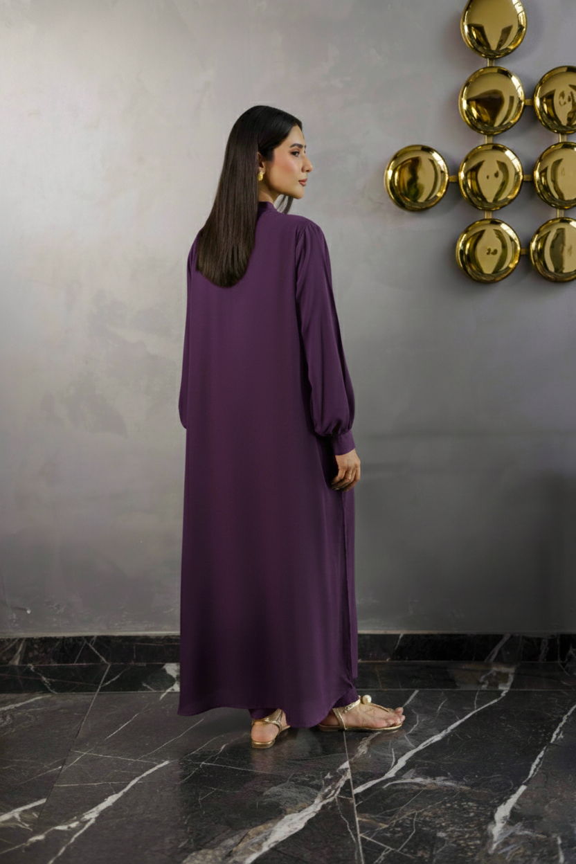 Solid 2PC Dress - SP-05 Dark Plum